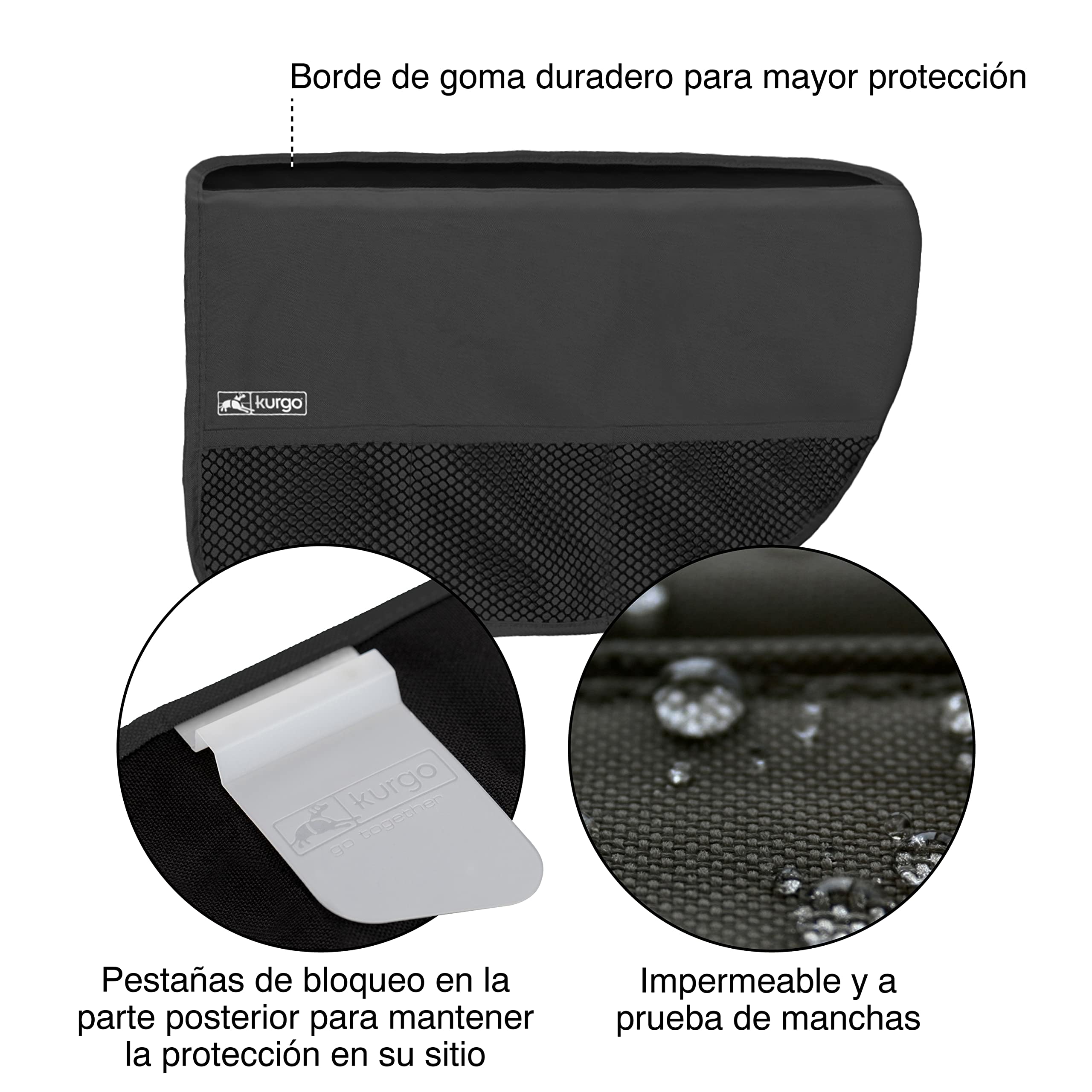 Kurgo - Protector de Puerta de Coche para Perros - Protege el Interior de Arañazos y Huellas con Revestimiento Impermeable y Bordes Rufftex - Negro