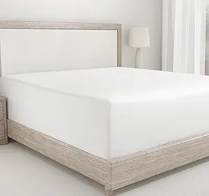 California Design Den Twin Fitted Sheet, Soft 400 Thread Count 100% Cotton, No Pop-Off Elastic, Deep Pocket Cooling Sheets, Durable Sateen Weave Bottom Sheet for Adults (Twin, Antique White)