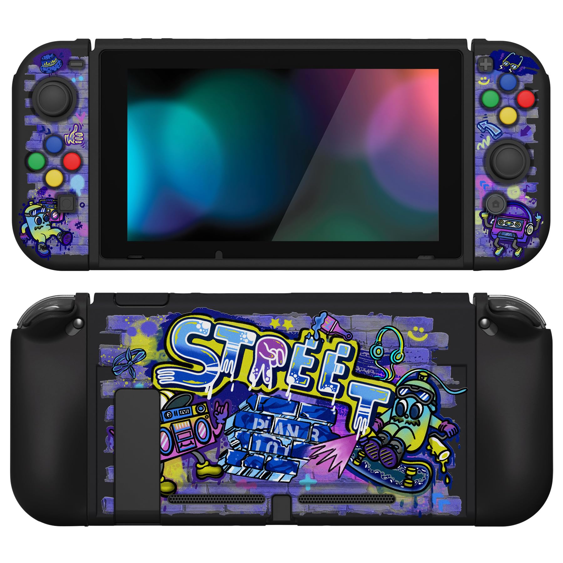 playvital ZealProtect Soft Protective Case for Nintendo Switch, Flexible Cover Protector for Switch with Tempered Glass Screen Protector & Thumb Grips & ABXY Direction Button Caps - Donut Odyssey — view 50