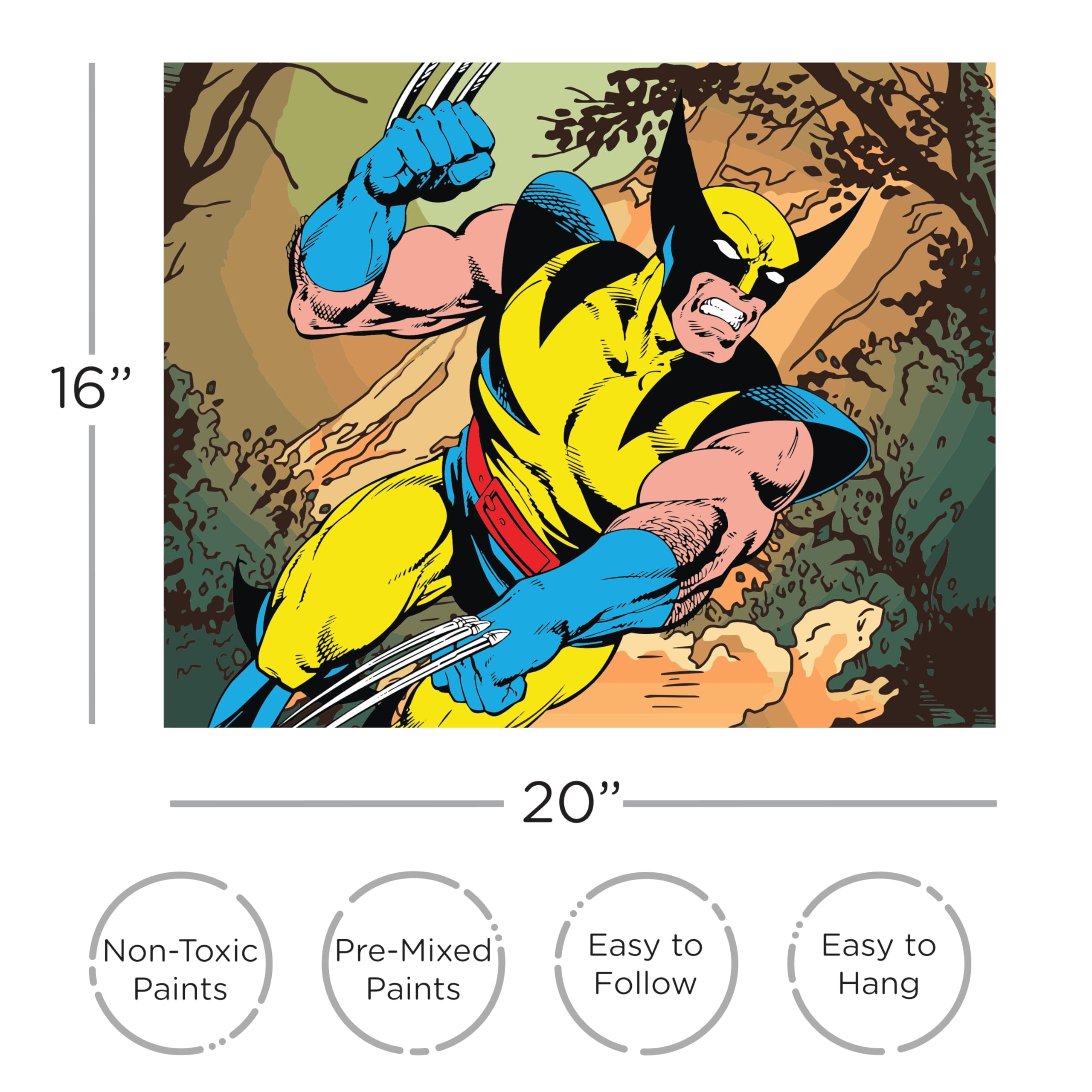 AQUARIUS Wolverine Art by Numbers Art by Numbers – Malen nach Zahlen mit Marvel-Deadpool-Motiv, Malen nach Zahlen für Erwachsene und Kinder, Malset zum Selbermachen für Anfänger, offizielles