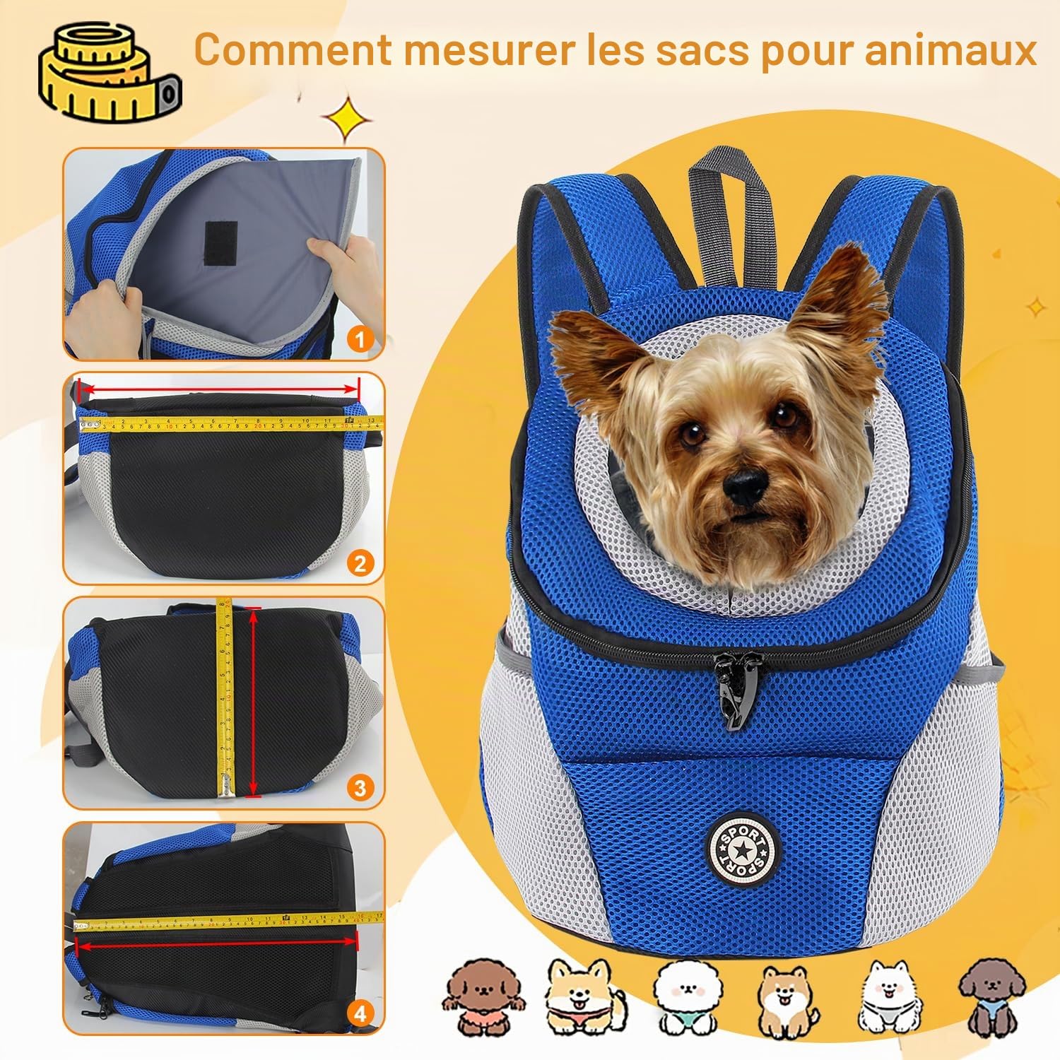 M MUNCASO Sac à Dos de Transporter pour Petits Chiens Tissu Elastique et Perméable avec Fond étanche, pour Randonnée Voyage en Plein Air