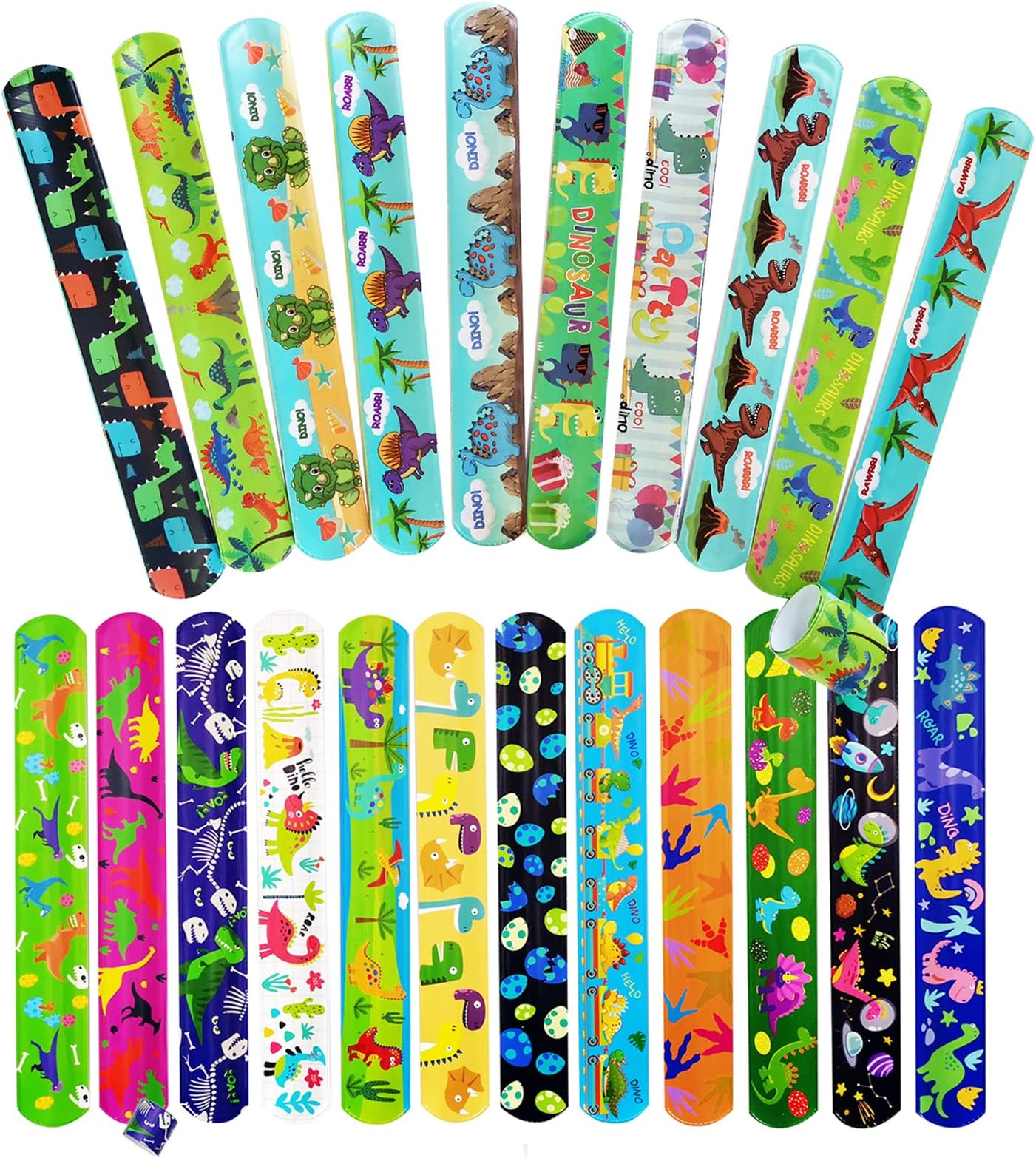Dinosaur Slap Bracelets Wristband Slap Bands for Kids Party Bag Filler,22Pcs Dinosaurs Snap Bracelet Bands Bulk for Kids Boys Girls Birthday Dinosaur Party Supplies Favors Classroom Prizes Xmas Gifts