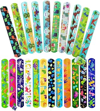 Dinosaur Slap Bracelets Wristband Slap Bands for Kids Party Bag Filler,22Pcs Dinosaurs Snap Bracelet Bands Bulk for Kids Boys Girls Birthday Dinosaur Party Supplies Favors Classroom Prizes Xmas Gifts