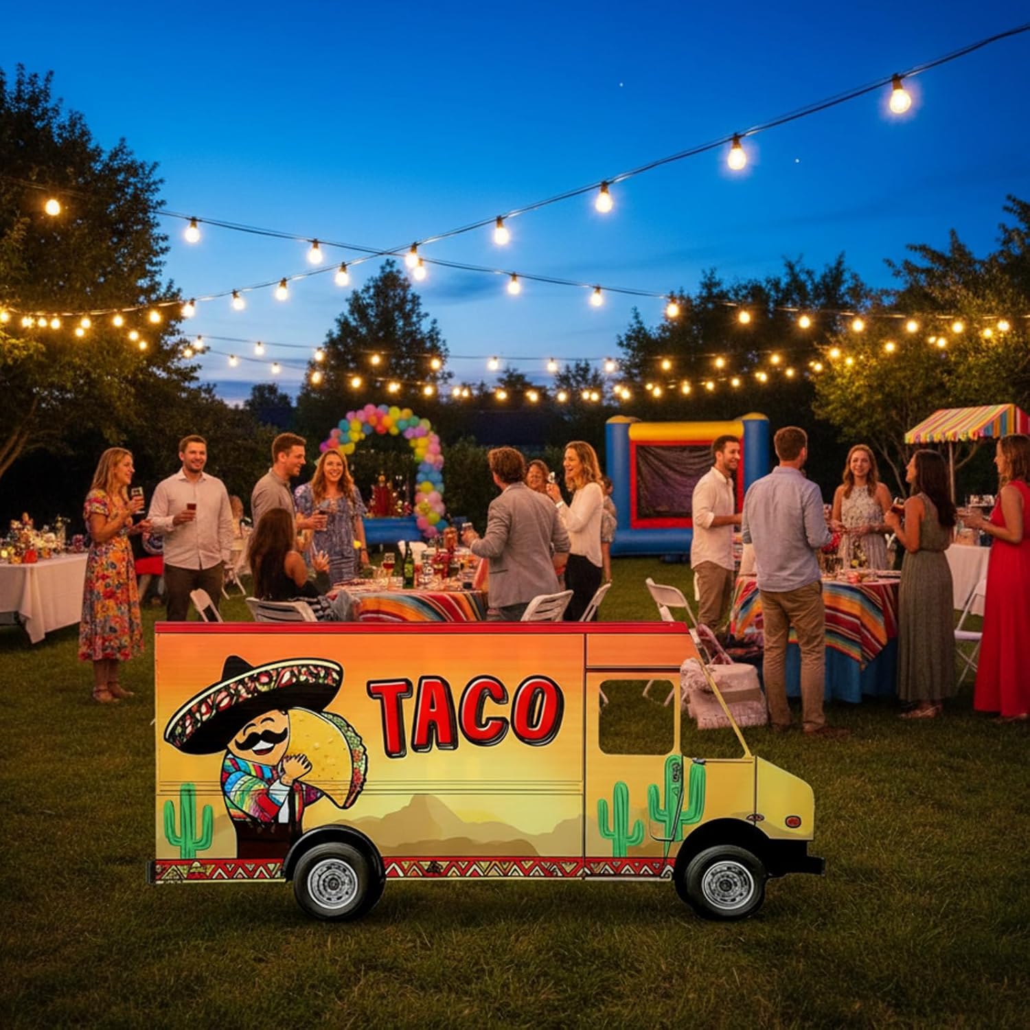 BreezeHug 6 ft Mexico Taco Truck Cardboard Cutout Stand-up Mexico Cinco De Mayo Themed Party Decor Taco Food Truck Life Size Photo Props Standee Backdrop for Fiesta Theme Party Supplies