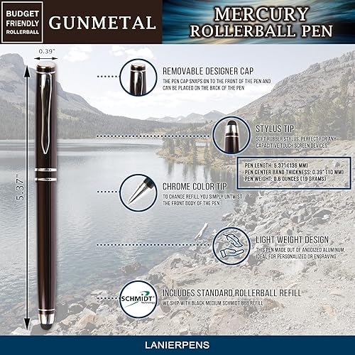Miniatura 5 de Lanier Pens Mercury Stylus Rollerball Pen - Gun Metal (Budget Friendly)