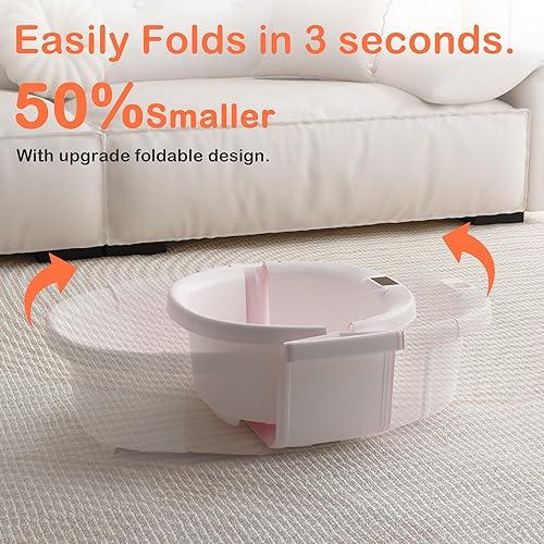 Miniatura 5 de Bañera plegable para bebé, bañera grande para bebé con termómetro y cojín, bañera portátil de viaje para recién nacidos, bañera plegable para bebés