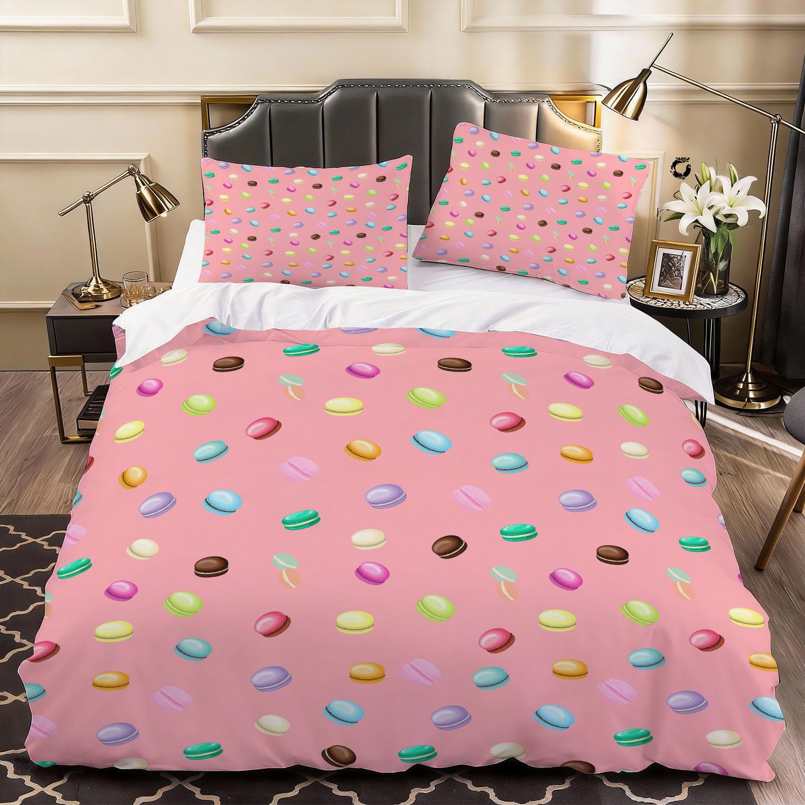 3D Hamburger Duvet Cover Kids Bedding Super King Bed Set, Soft Microfiber Comforter Cover Printed with Zipper Closure Quilt Coverr 260x220 cm and 2 Pillowcases