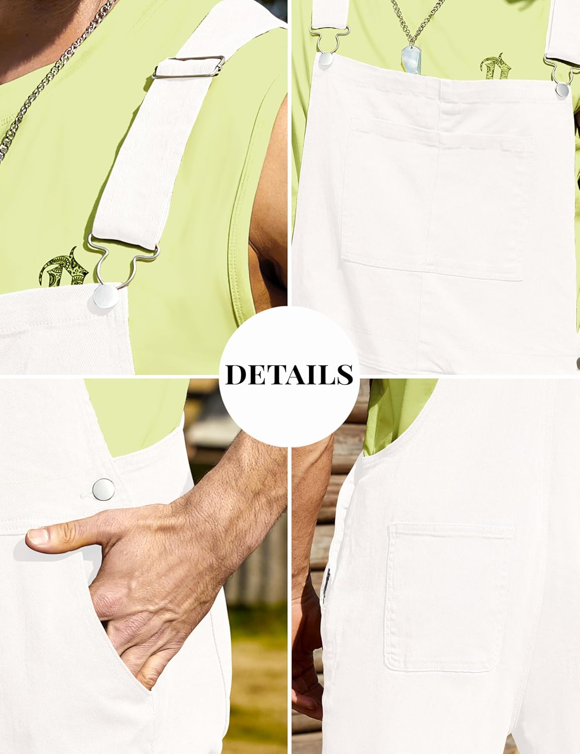 Bindefon Overalls for Men Work Jumpsuits Stretchy Rompers Bibs Coveralls Overol Para Hombre