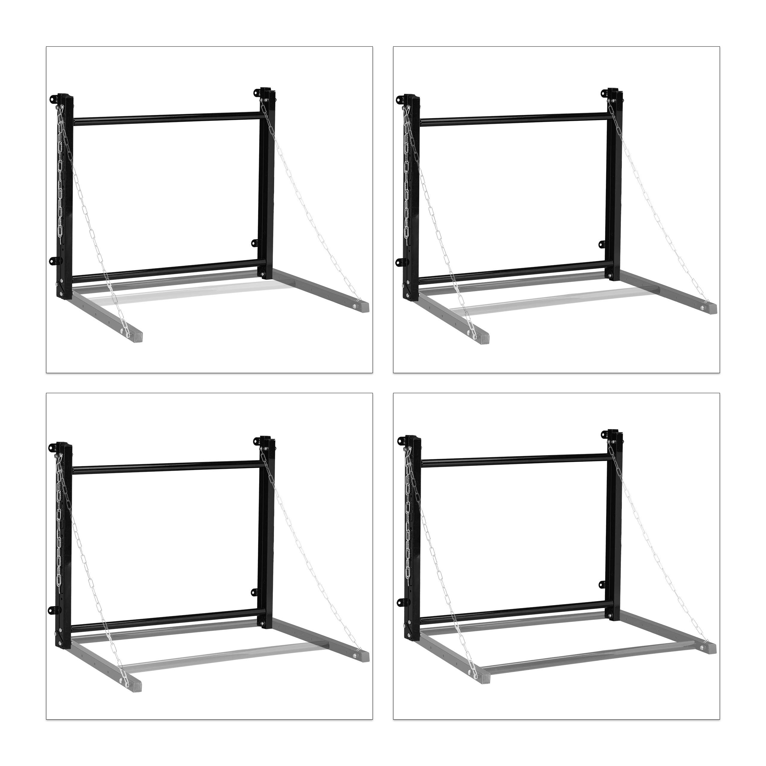 Relaxdays Scaffale Porta Gomme da Parete per 4 Pneumatici, Supporto Pieghevole Fino a 90 kg, Acciaio, Nero
