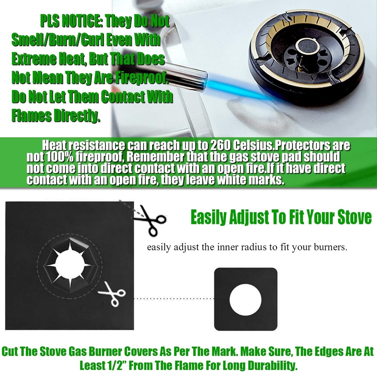 Stove Burner Covers,0.3 MM Double Thickness,8 Pack,Gas Stove Burner Liners,Non-stick Reusable Gas Range Stove Top Covers for Kitchen,Cuttable,Easy to Clean,Black,Size 10.6” x 10.6” : Appliances