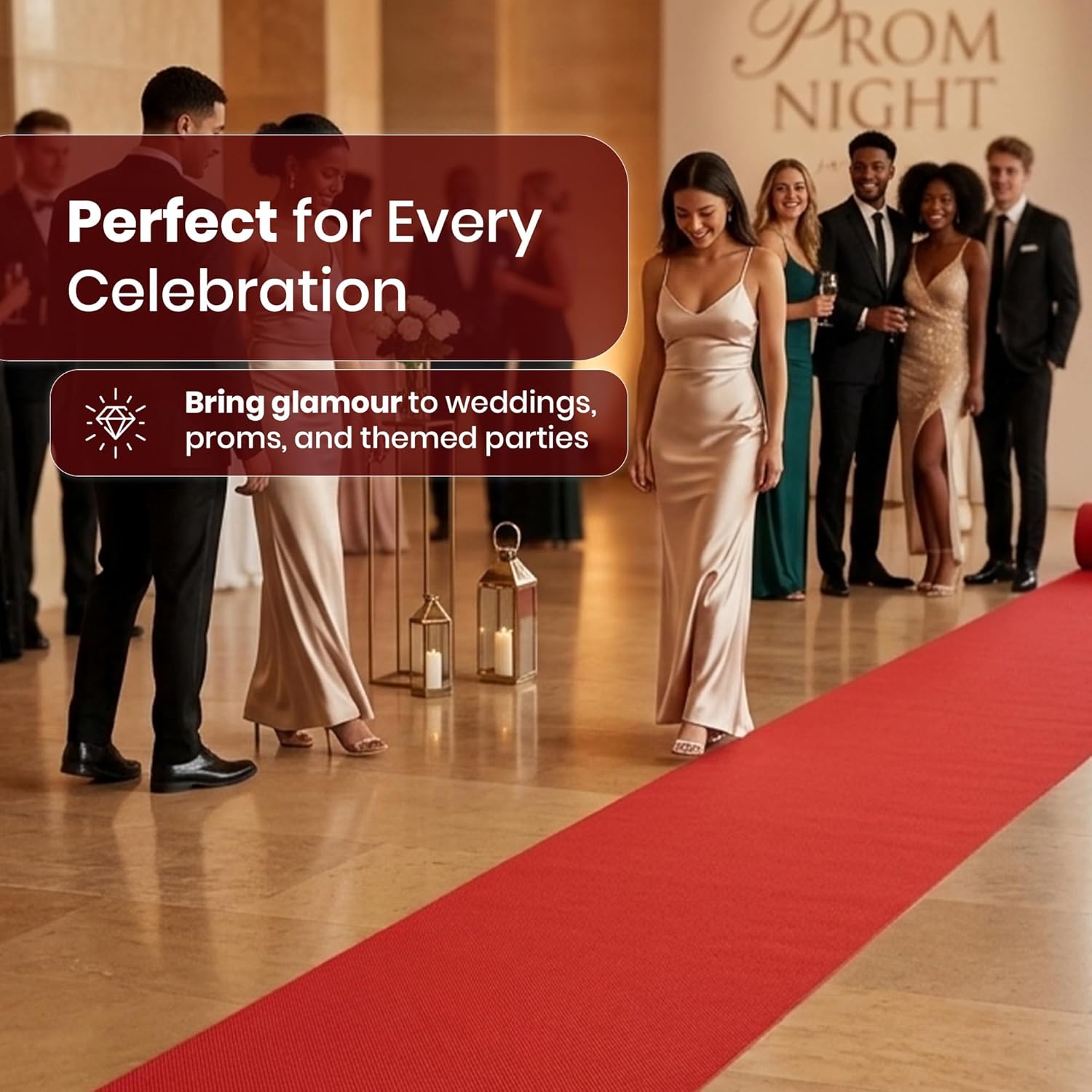Red Carpet Floor Runner Hollywood Party Decoration Fabric 100 GSM (Red - 2.6x30 FT)
