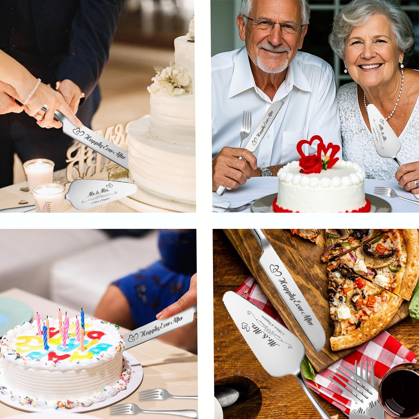 Personalized Wedding Cake Knife Set - Stainless Steel -6 Personalized Wedding Cake Knife Set - Stainless Steel -6