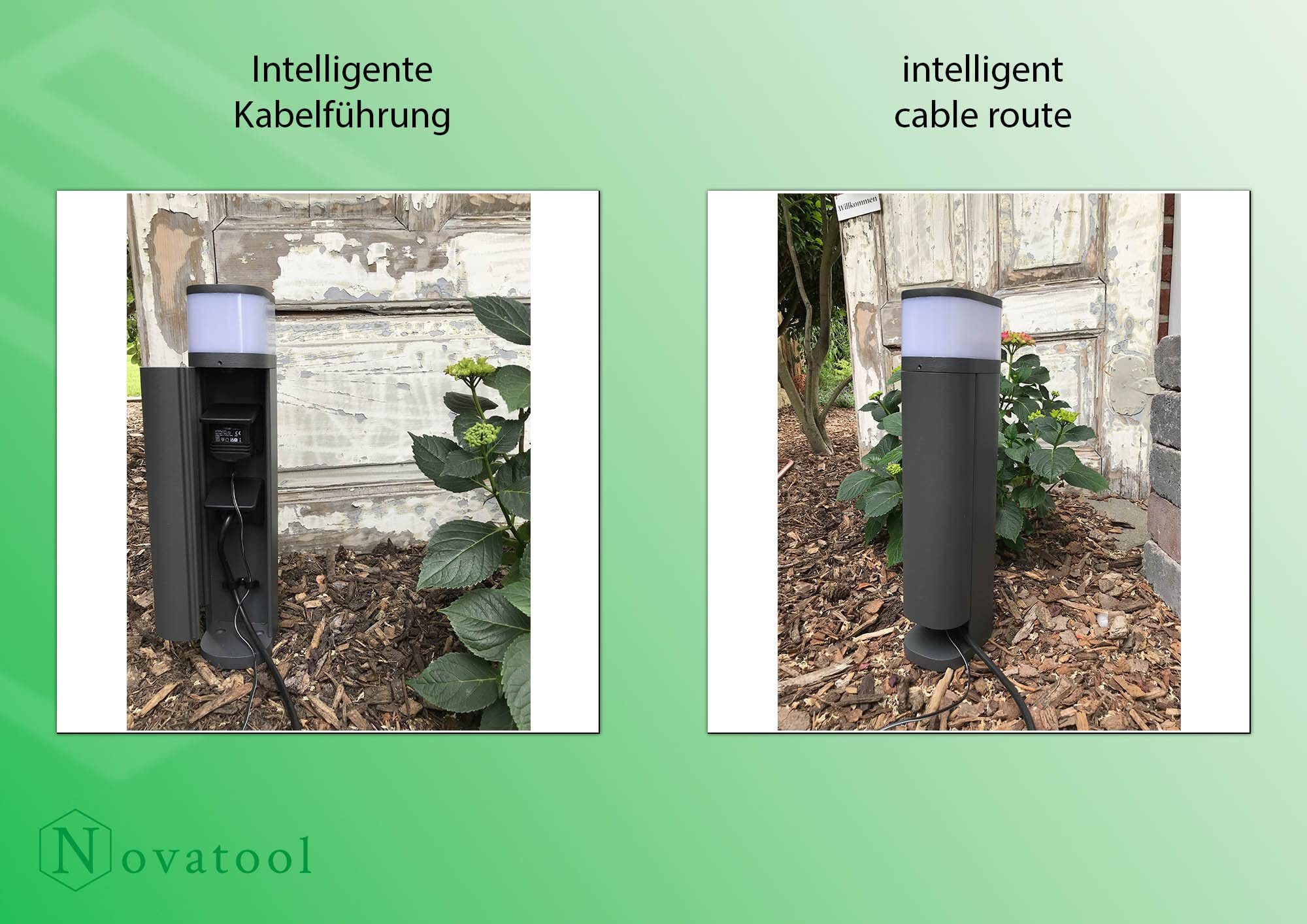 Novatool Lampada a sospensione con presa a 2 ingressi, colore antracite, rotonda, con apertura, IP44, presa esterna da giardino, presa elettrica