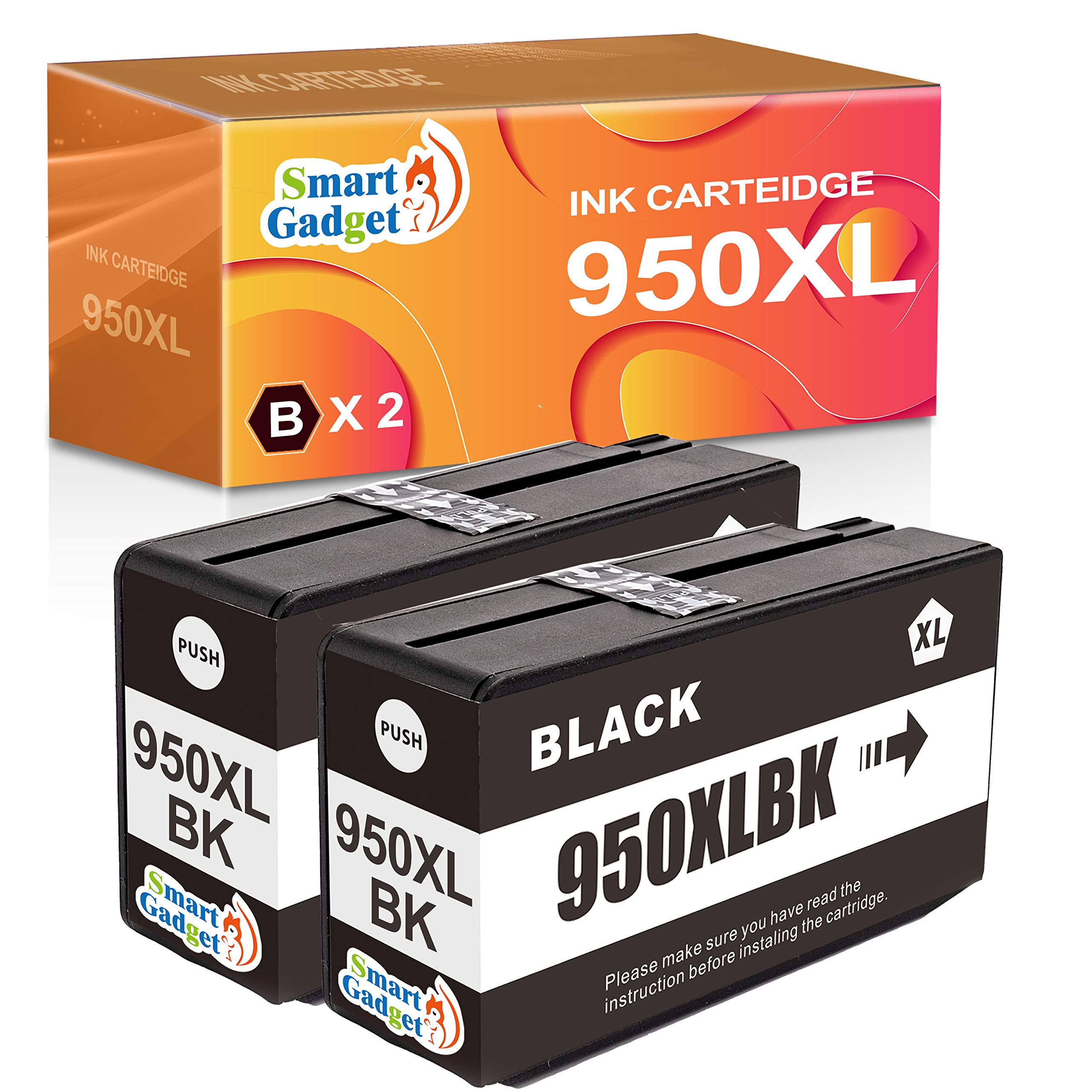 Smart Gadget 2 Pack Compatible Ink Cartridge Replacement HP 950 XL 950XL Black | Use for Pro 251DW 276DW 271DW 8630 8100 8600 8610 8615 8616 8620 8625