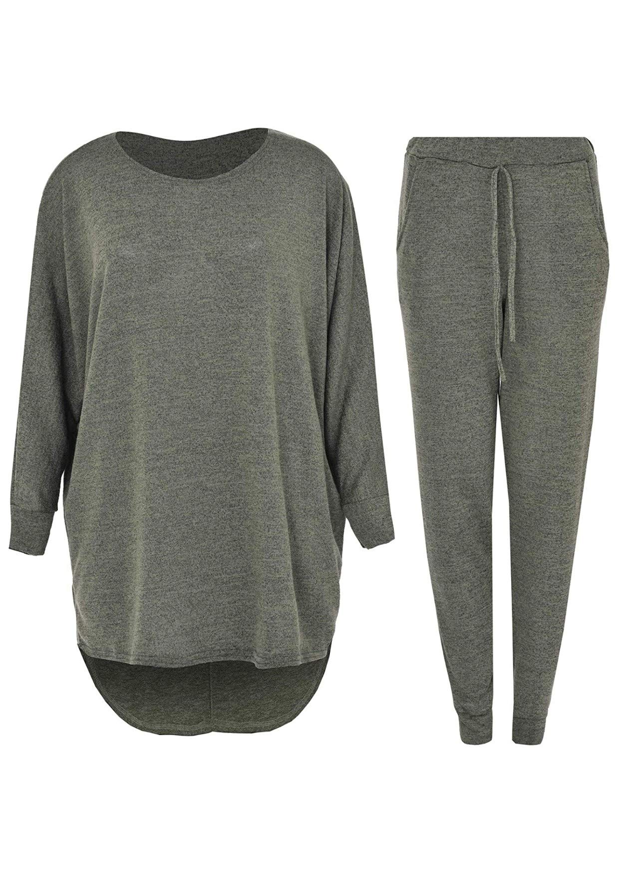 Umbrella ClothingWomen's Tracksuit, 2 Piece High Low Top and Bottoms Casual Loungewear Knitted Outfit, Polyester/Elastane, XL, Female, Tracksuit