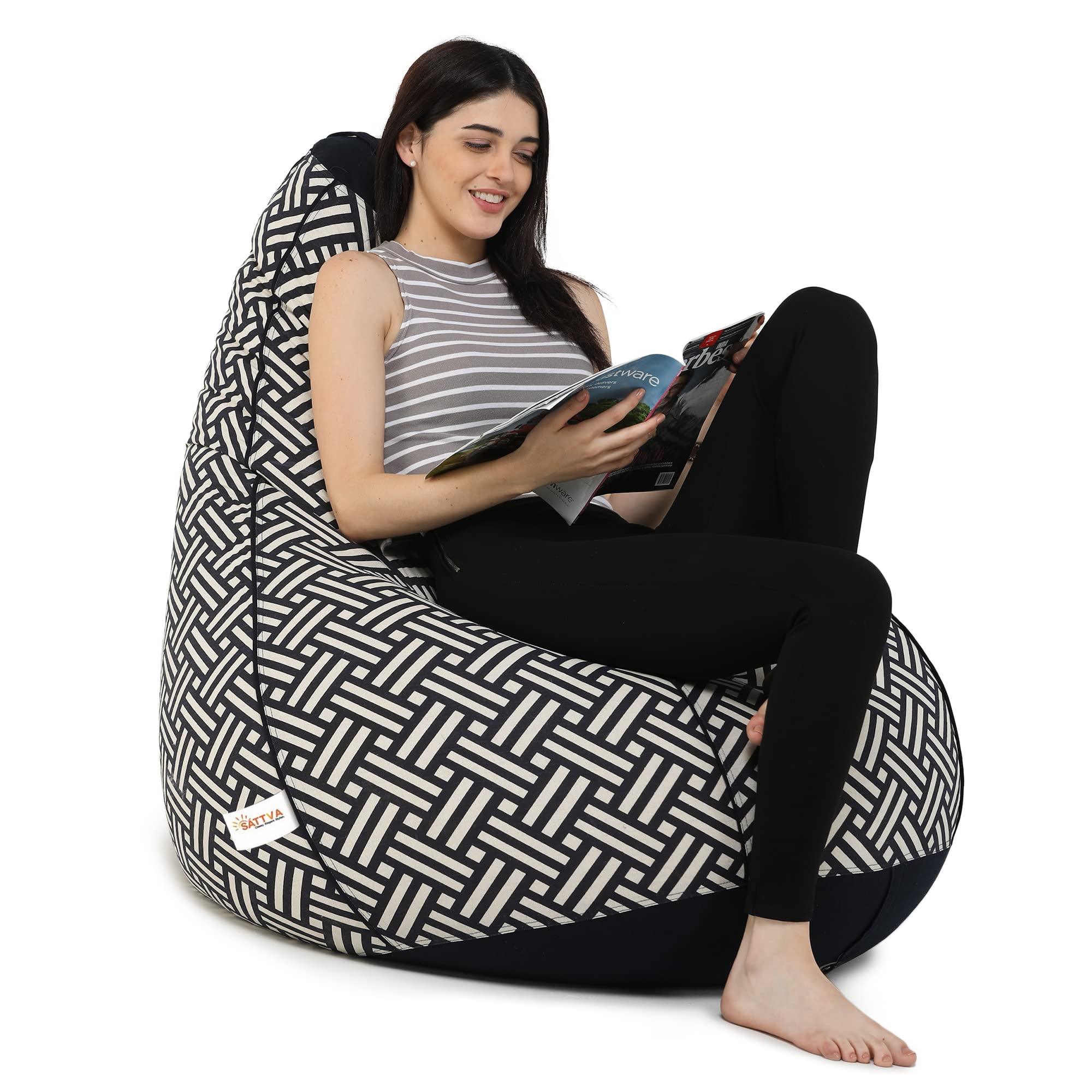 SATTVA Cotton Classic 3.5Ft Bean Bag for Adults Big Bean Bag Covers