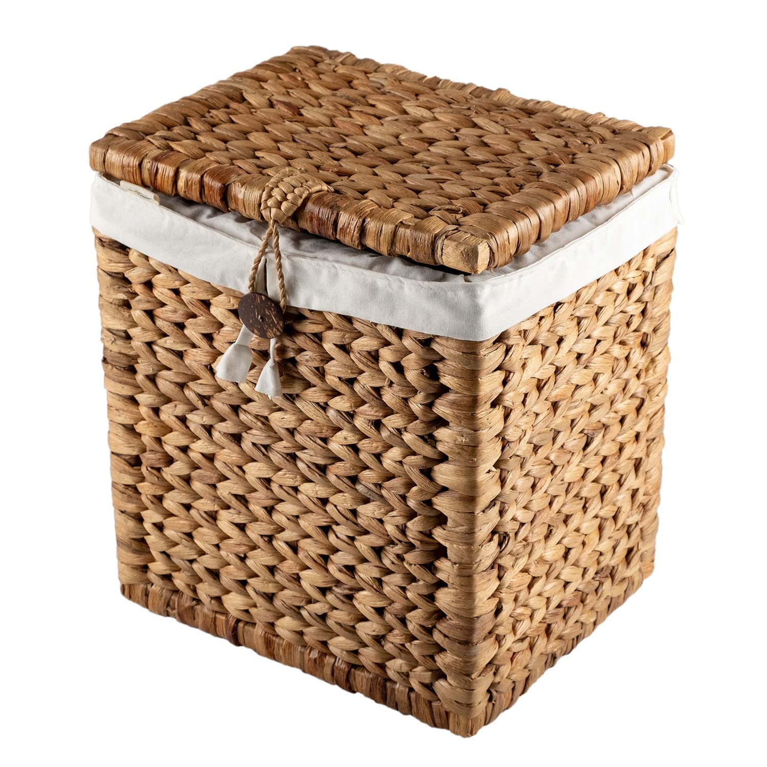 Aufbewahrungs-Korb Bitbox aus Wasserhyazinthe mit Deckel Natur 35 cm