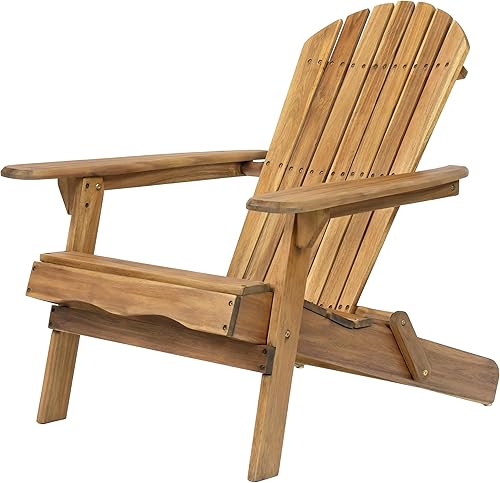 Adirondack Chair, Folding Adirondack Chairs, Acacia Wood Material, Fire Pit Chairs Features Slatted Seat and Back, Wide Armrests, for Deck Backyard