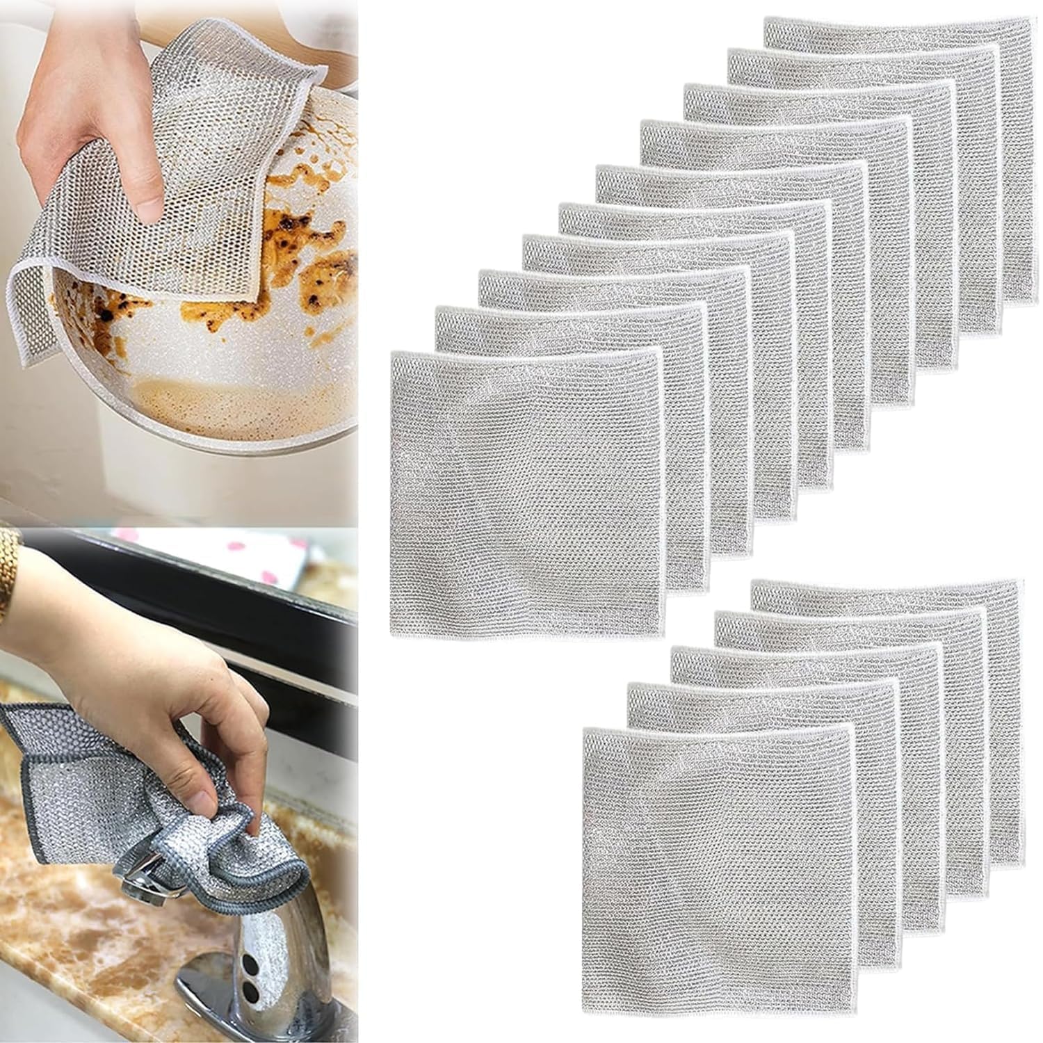 NESTIFY Non-Scratch Wire Dish Cleaning Cloths, Multipurpose Wire Dishwashing Rags for Wet and Dry,Easy Rinsing,Reusable, Wire Cleaning Cloth Wire Dish Towels for Met (Dishcloth, Pack of 15) (B0D298S518) Amazon Price History, Amazon Price Tracker
