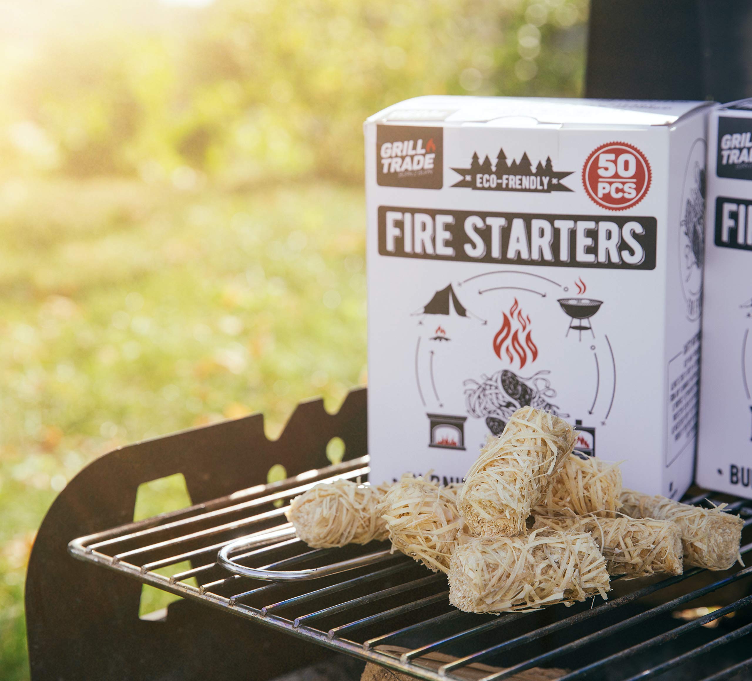 Grill Trade Firestarters 50 pcs Natural Fire Starters for Fireplace, Wood Stove, Campfires
