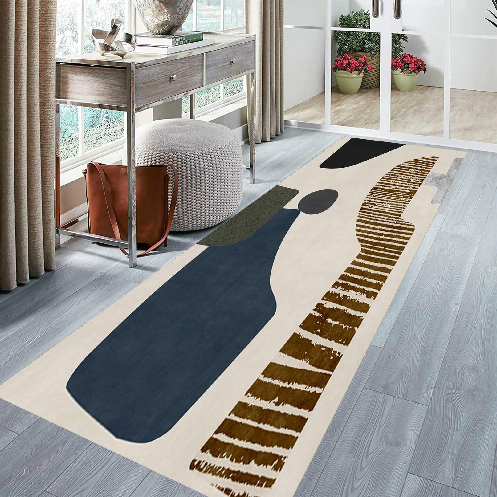 Nowoczesny, antypoślizgowy, zmywalny dywan, wycieraczka, 50 x 370 cm, trwały, można prać w pralce, mata łazienkowa, do domu, biura, kuchni, antypoślizgowa mata chodnikowa o stylowym wzornictwie