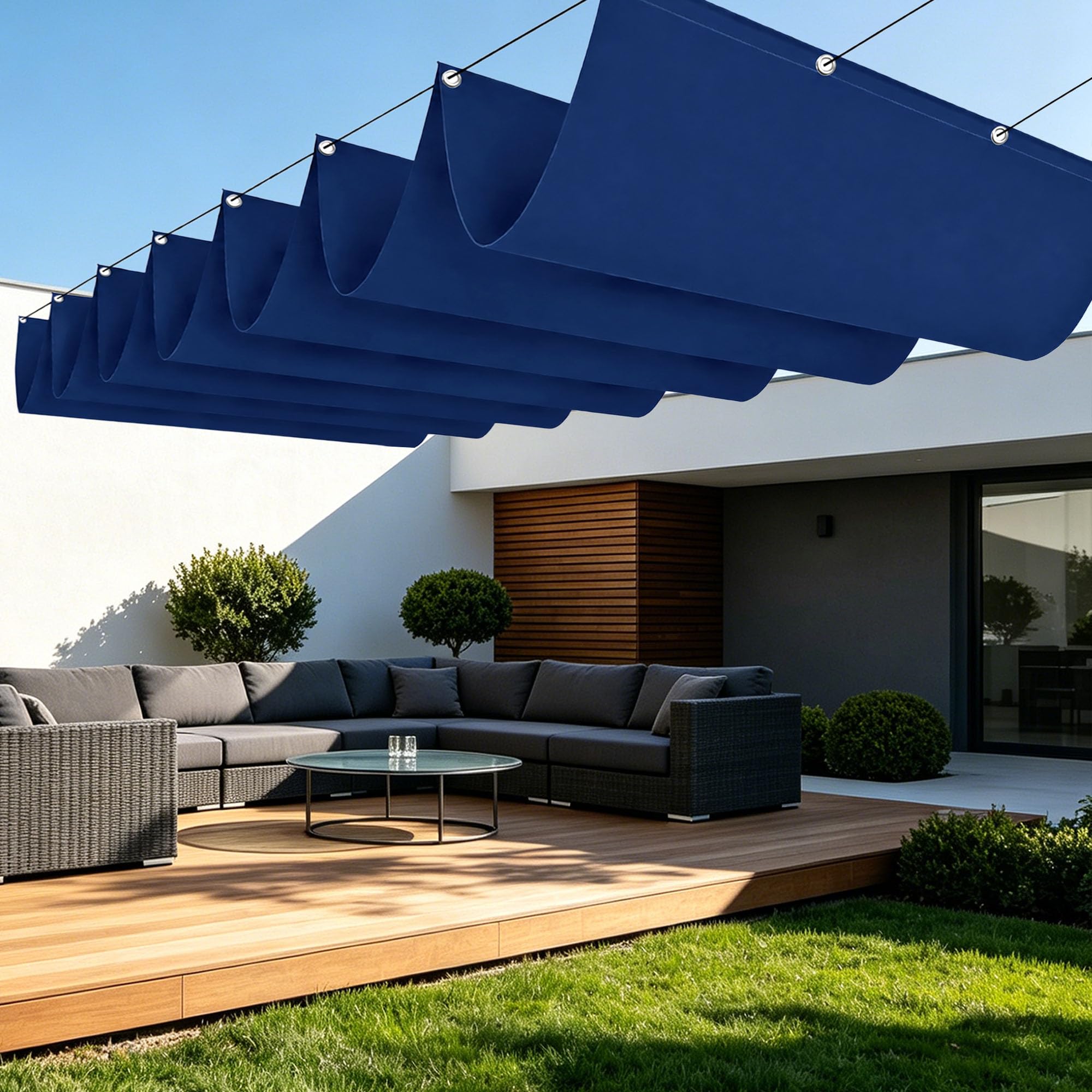 Toile ombrage rétractable vague pour créer un coin d'ombre sur votre balcon