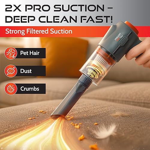 Miniatura 3 de PRO - Aspiradora de mano y estación de acoplamiento, aspiradora inalámbrica compacta, ligera y potente para el hogar, cocina, automóvil, tapicería,