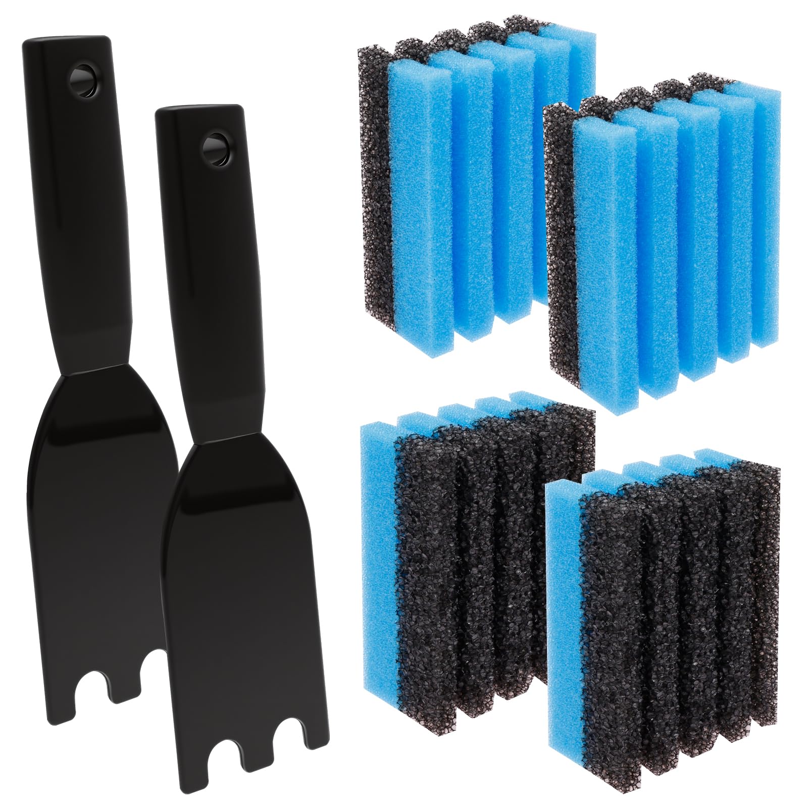 Cleaning Sponge and Grill Scraper for Indoor Outdoor Grills with Grooves Efficient Cleaning Sponge & Scraper for Waffle Makers(6Pcs)