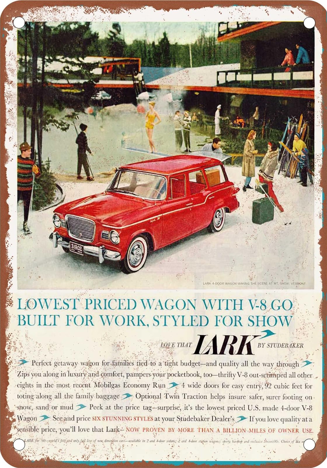 METAL SIGN - 1960 Studebaker Vintage Ad 02 - Old Retro Rusty Look home decor