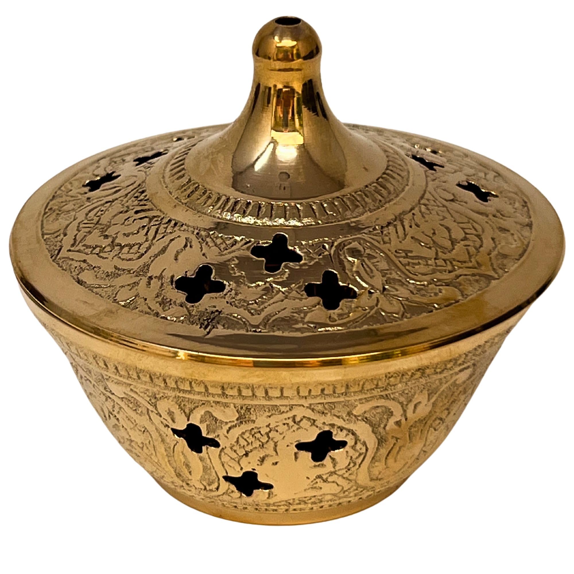 Trintura Gold Incense Burner Brass Incense Bowl With Lid And Grid