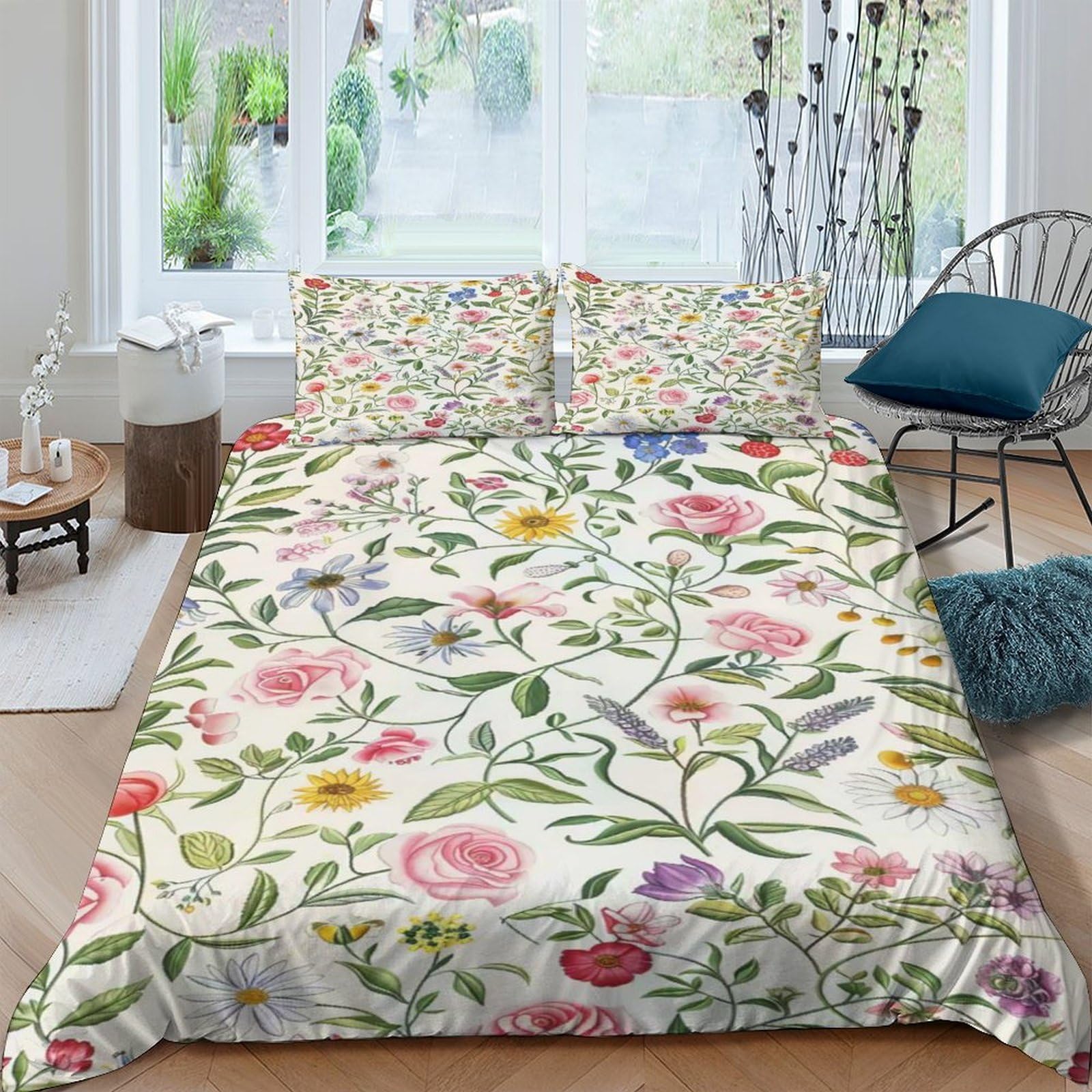 Ctjqhvkz Style-8 3D Printed Wildflower Meadow Fitted Sheet Microfiber Soft Colorful Floral Mattress Cover For Bedroom Guest Room Decor Single（135X200cm）