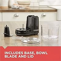 Vista 5 de Picador eléctrico Black + Decker HC306 1 y 1/2 tazas con un solo toque, color blanco, Capacidad de 1.5 tazas con ensamble mejorado y tapa, Negro