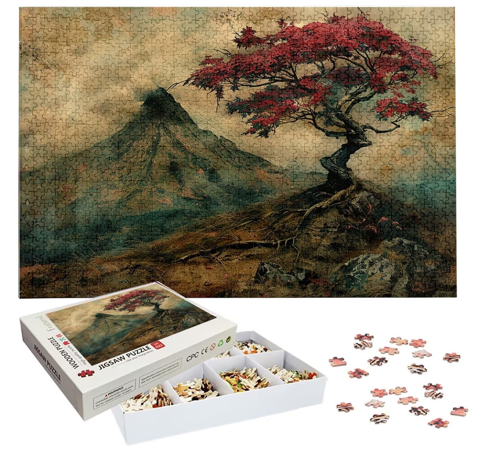 Puzzle 1500 elementów, kwiaty wiśni, 1500 elementów, klasyczne puzzle górskie Fuji, drewniane puzzle dla całej rodziny, prezenty dla kobiet, prezenty dla mężczyzn H-3619