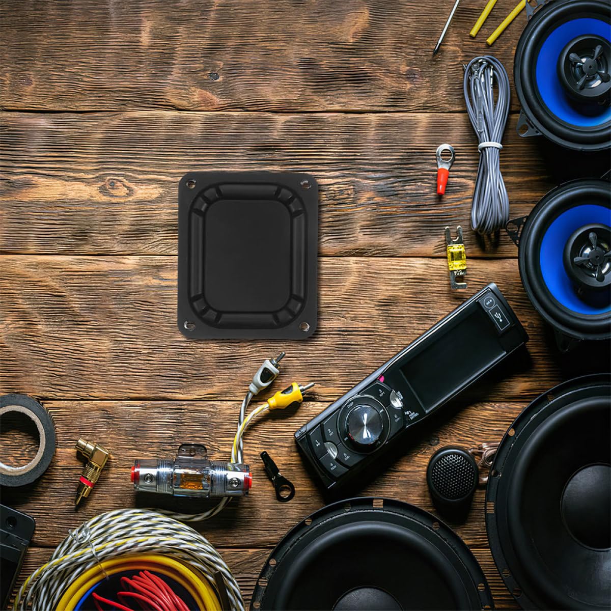 Bassradiator Lautsprechermembranen aus Eisen Rechteckige 2 Stück als Ersatz für Autolautsprecher im Auto für Passive Subwoofer Kompatibel mit Lautsprechern und Computern