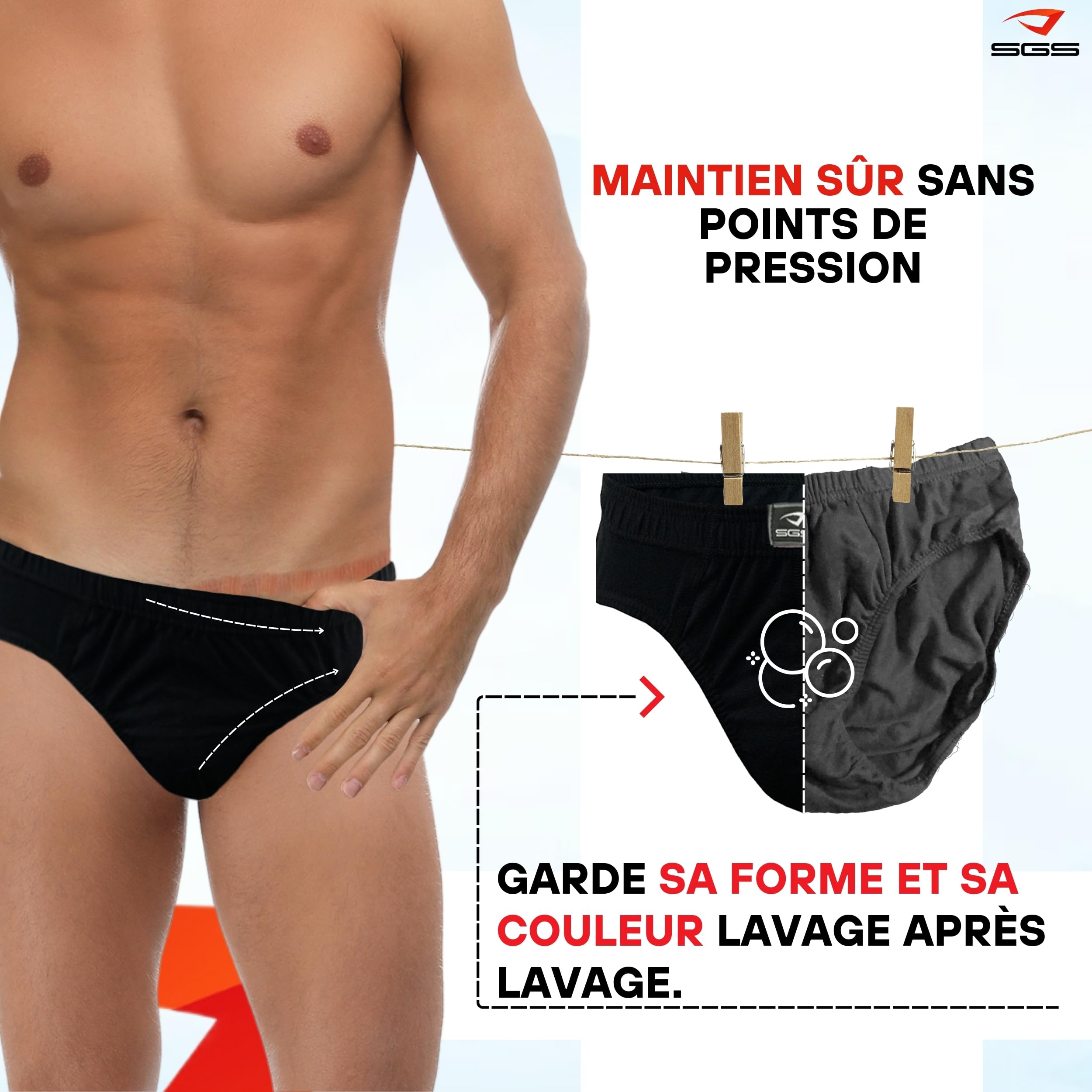 SGS Lot de 6 à 12 Slips pour Homme