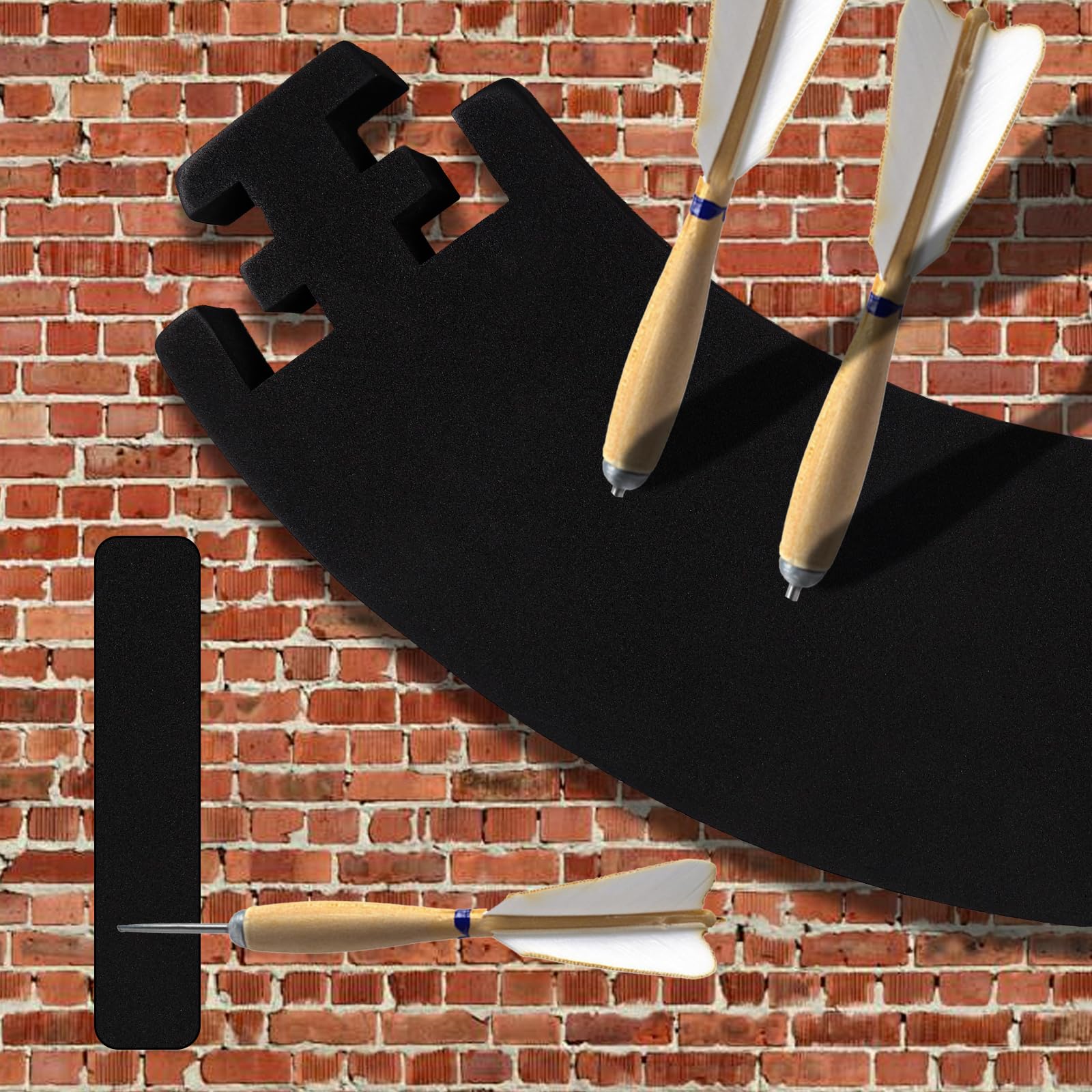 Protección para diana de dardos 5 piezas, envolvente, borde para garaje, protección de pared, 44 x 13 x 3 cm, negro
