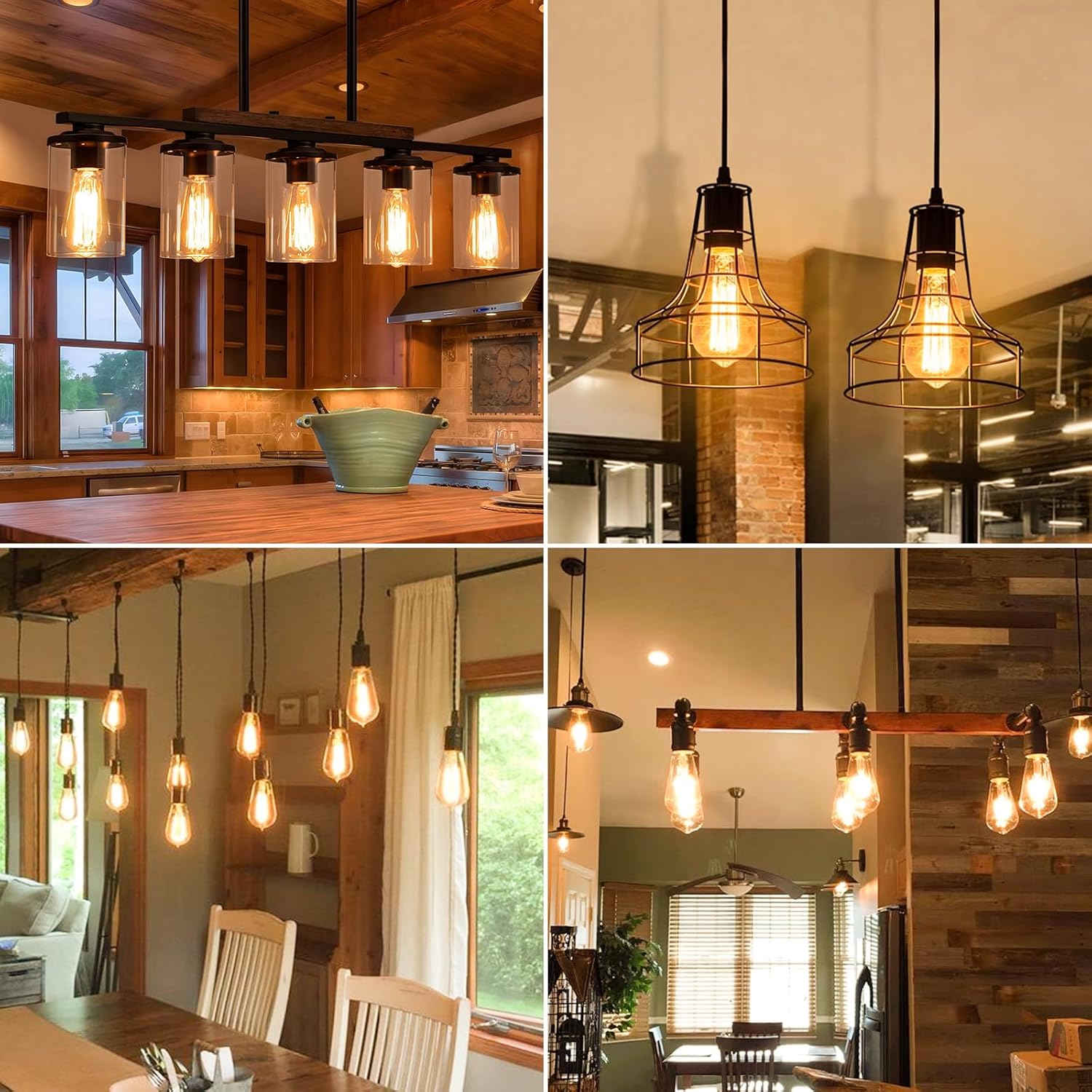 4 Pack E26 Vintage LED Edison Bulbs 40W Equivalent, Dimmable Vintage Light Bulbs Amber Warm 2200K, ST58 Antique Decorative 4W LED Bulbs for Farmhouse Pendant, Modern Ceiling Fixtures, 300LM, CRI90+