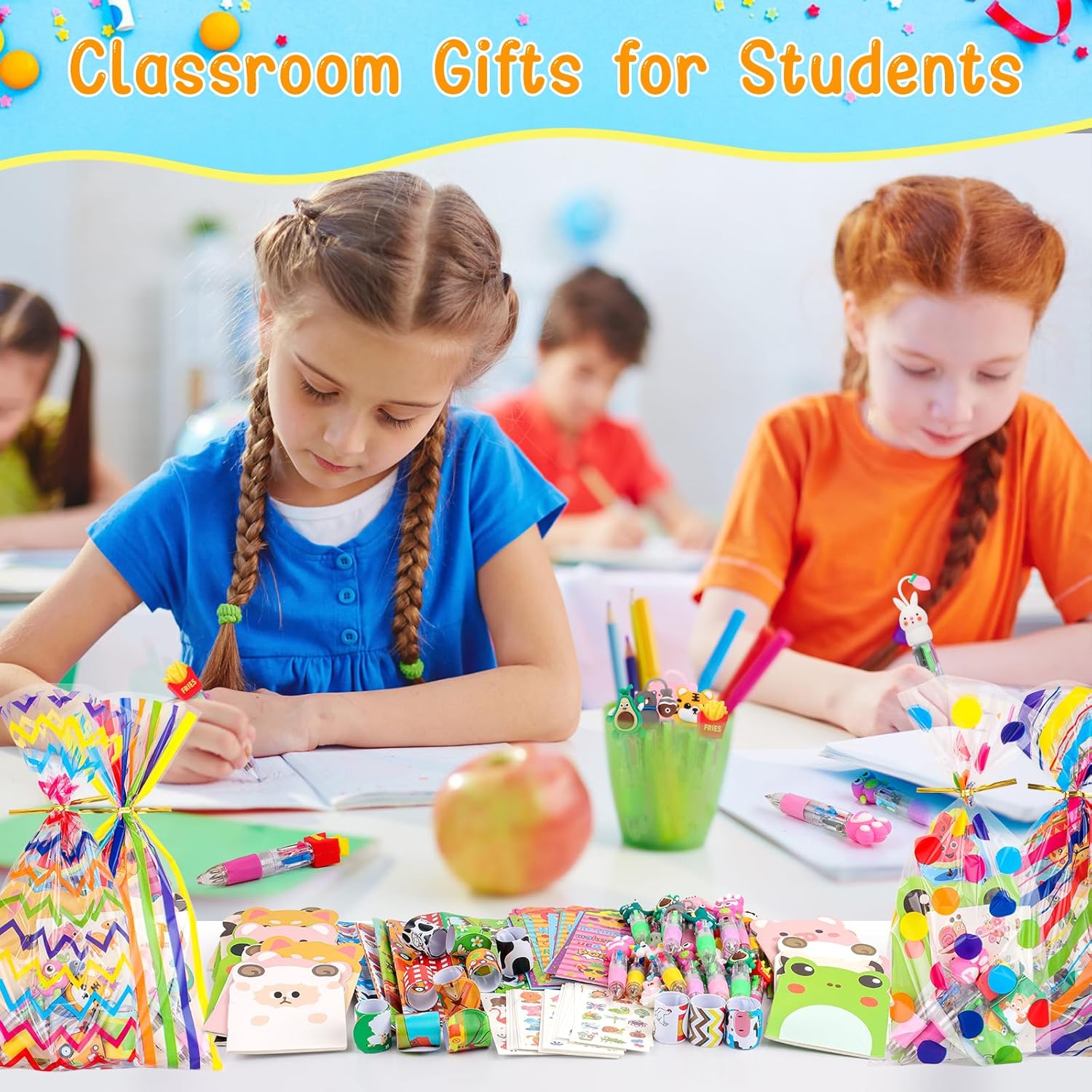 Stationery Party Pack, 24 Pack Birthday Goodie Bags with Multicolor Pen Mini Notebooks for Goodie Bag Classroom Gifts Kids Class Rewards Prizes