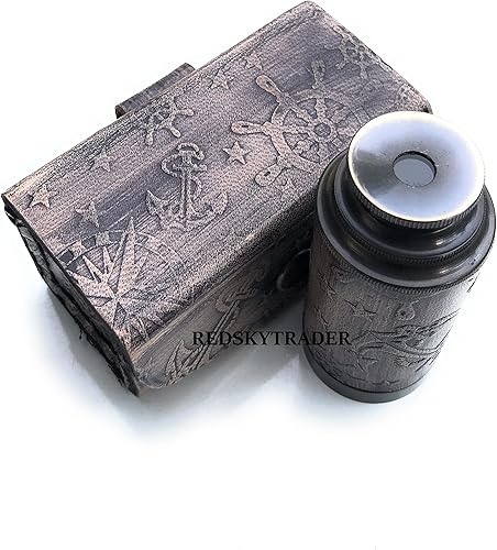 Miniatura 3 de 6 "latón telescopio de mano náutico pirata spyglass con caja telescopio decorativo
