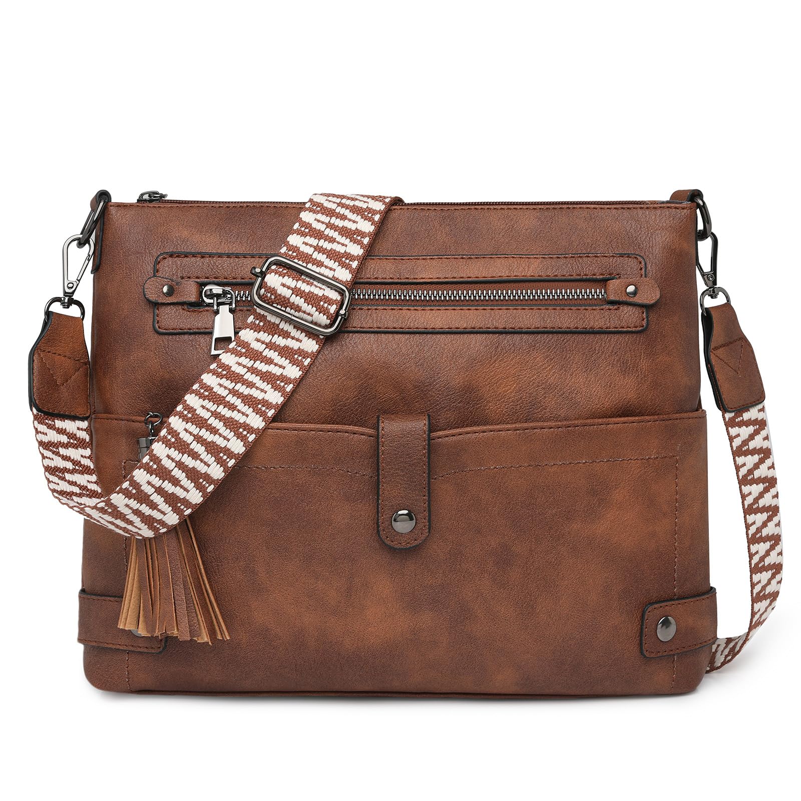 Large Crossbody bags for Women Vegan Leather Cross Body Purses Handbags Multi Pocket Travel Purse Shoulder Bag