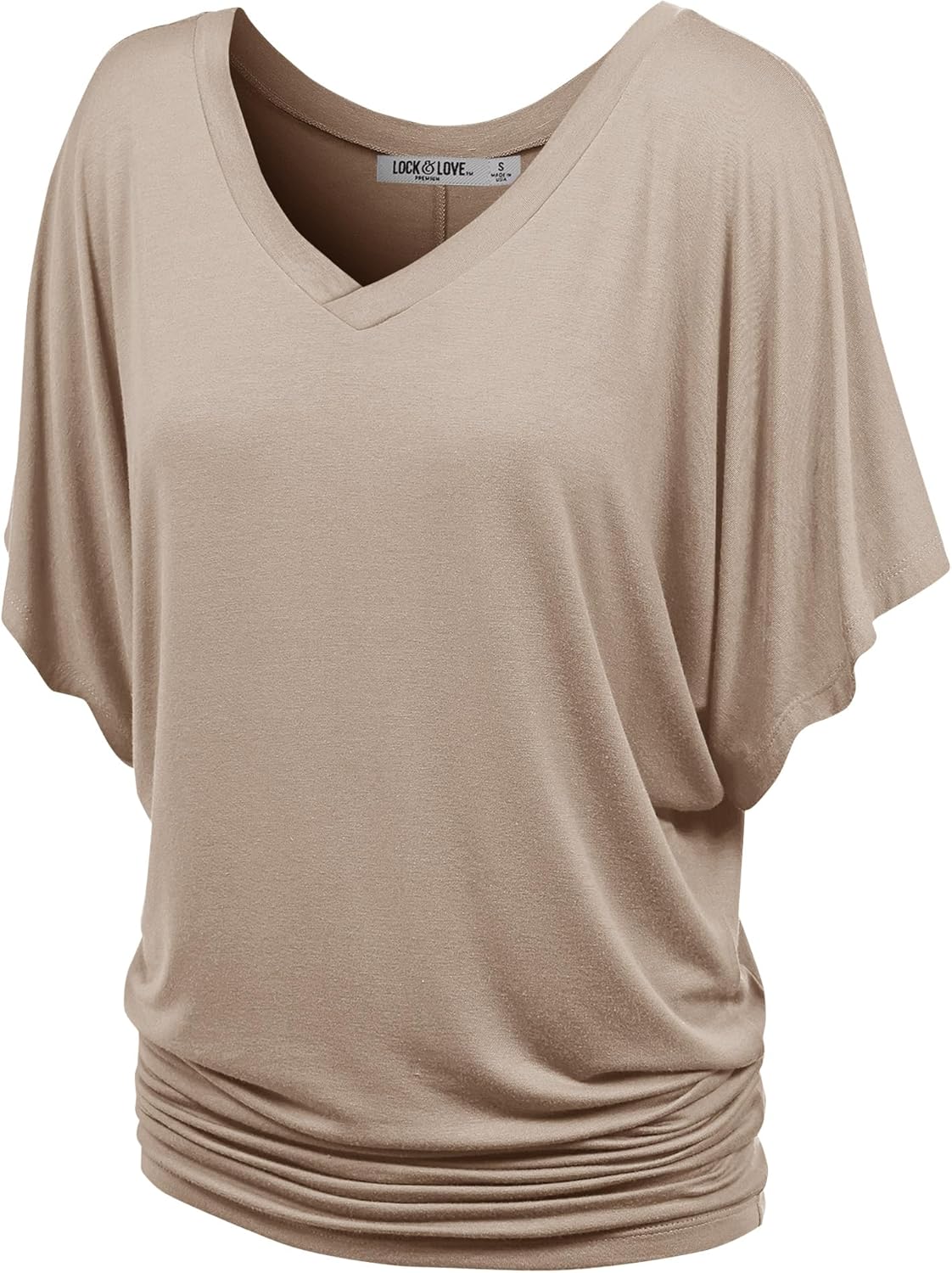 Lock and Love Women’s Versatile Casual Short Sleeve Dolman Top – Loose Fit Boat Neck & V-Neck T-Shirt