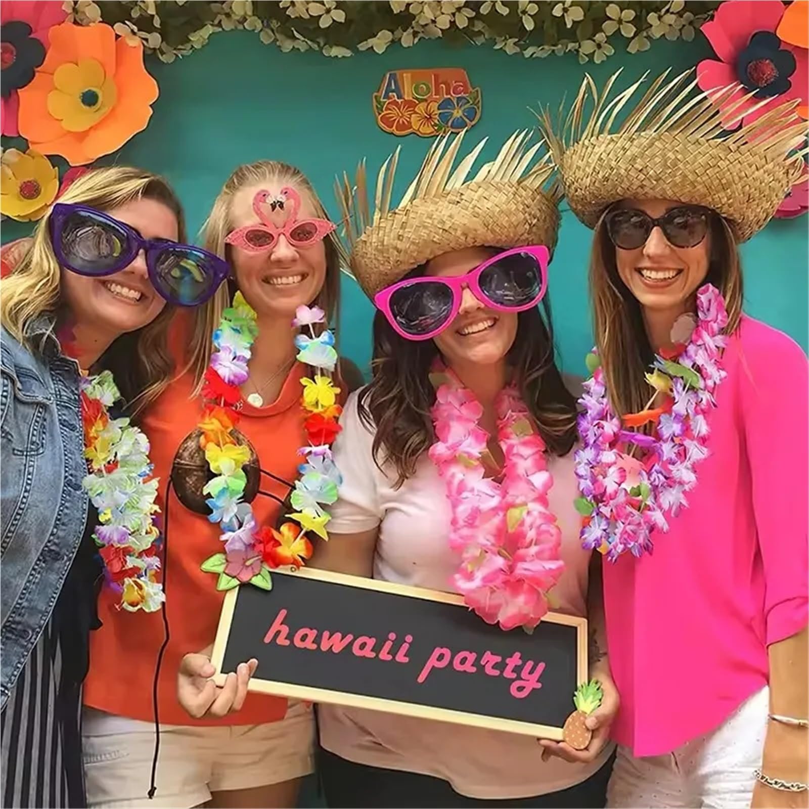 20/30/40/50 Stücke Hawaiian Künstliche Blumen Leis Girlande Halskette Sommer Tropischer Strand Geburtstag Party Dekoration Lieferungen Hochzeit Für Kinder Erwachsene(50Pcs)