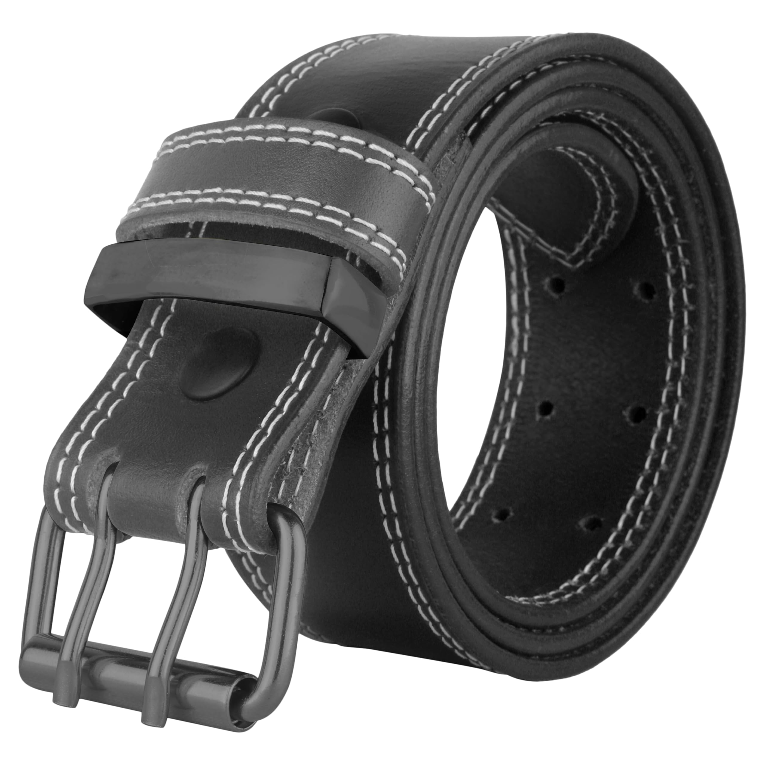 Daskz Leathers Men's Black Without Box Dkz Leather Belt Black And Brown Buckle Leather Belt 100% Genuine Leather (, 42-44)