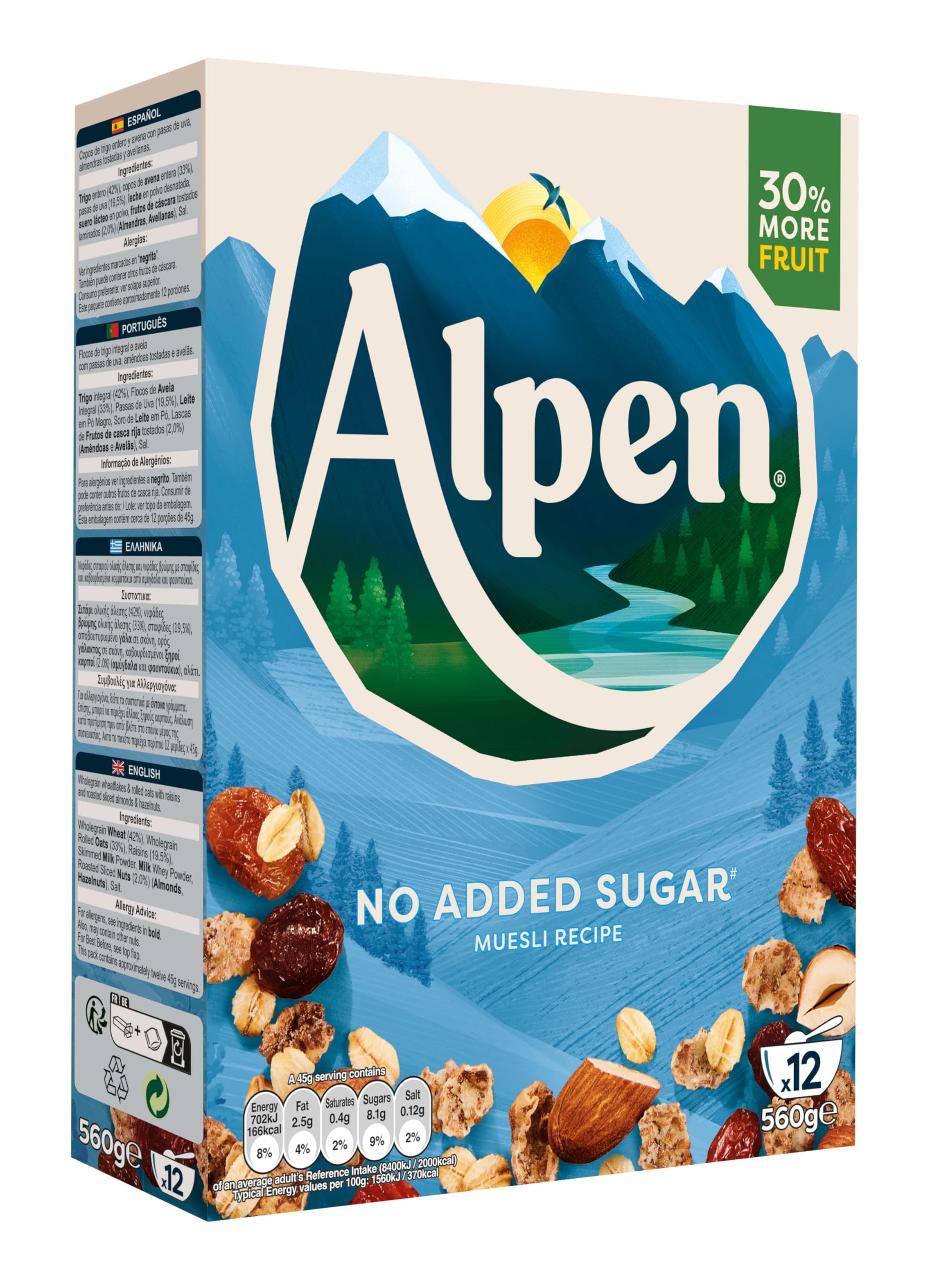 Weetabix Alpen Cereales sin azúcar 560 g, 1er Pack (1 x 560 g)