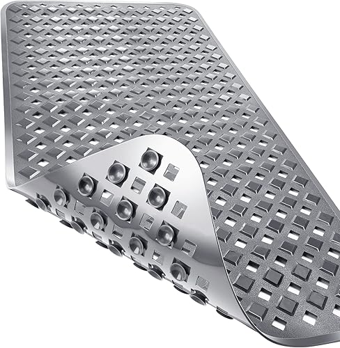 Miniatura 9 de Yimobra Alfombra de ducha cuadrada antideslizante, con ventosas superfuertes, alfombra de baño de 21 x 21 pulgadas con orificios de drenaje, lavable