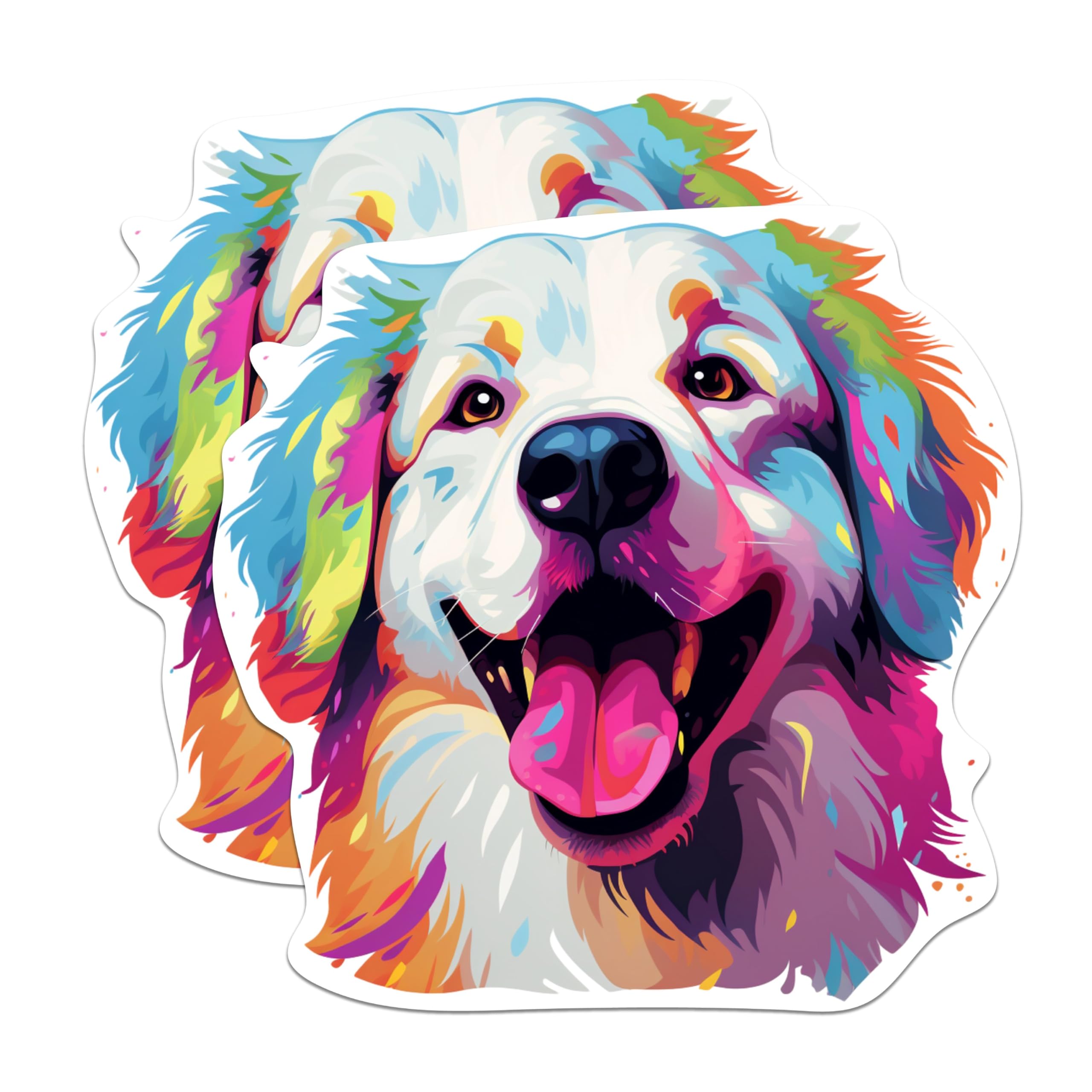 (2 Pack) Great Pyrenees Dog Breed Stickers - 5 Inches On Longest Side - Choose from Over 100 Dog Breeds - for Cars, Trucks, Skateboards, Laptops - Made in USA - BMCS1871