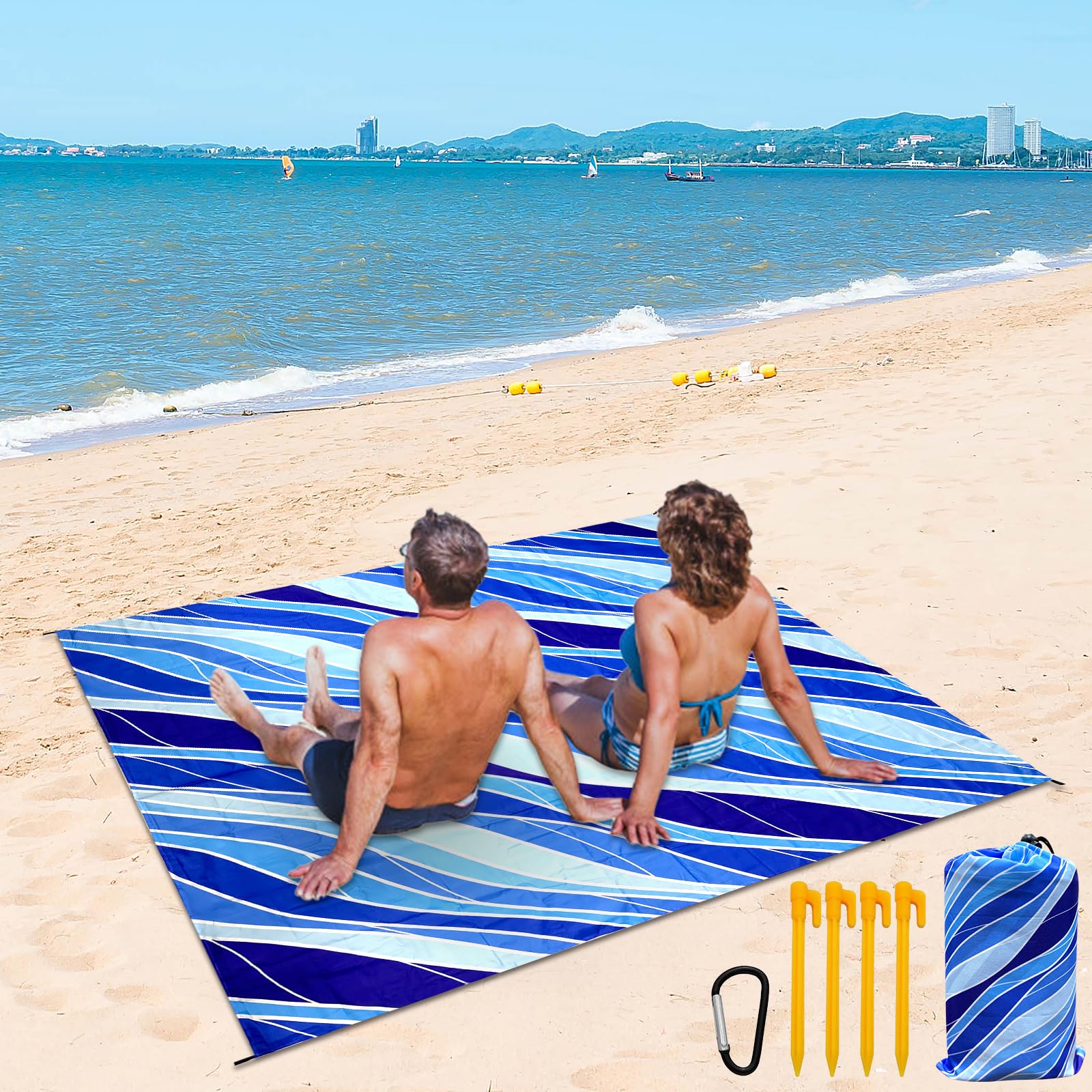 Telo Picnic Impermeabile Tapis De Plage Imperméable BELEVO 210x200cm | Anti- Sable Et Vent | Pour Pique-nique, Camping, Yoga Couverture Pique Nique