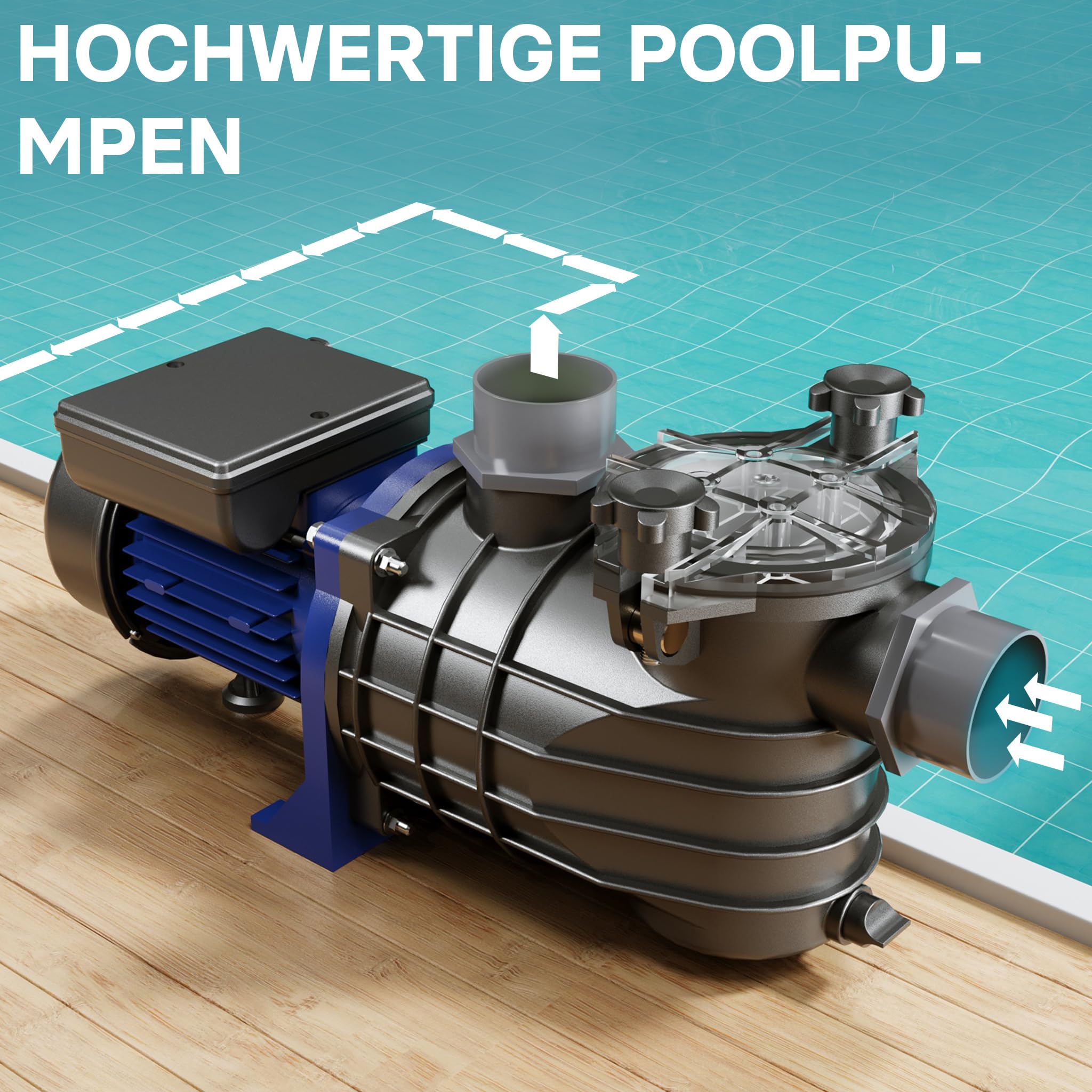 Pool Pumpe 10800 l/h 180 W Schwimmbadpumpe Filterpumpe Umwälzpumpe Pool
