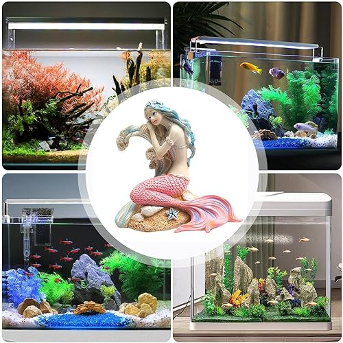 Miniatura 4 de Adornos de decoración de acuario  Decoraciones de pecera de sirena, 6 estilos de escritorio de acuario, decoración temática para mascotas, figuras