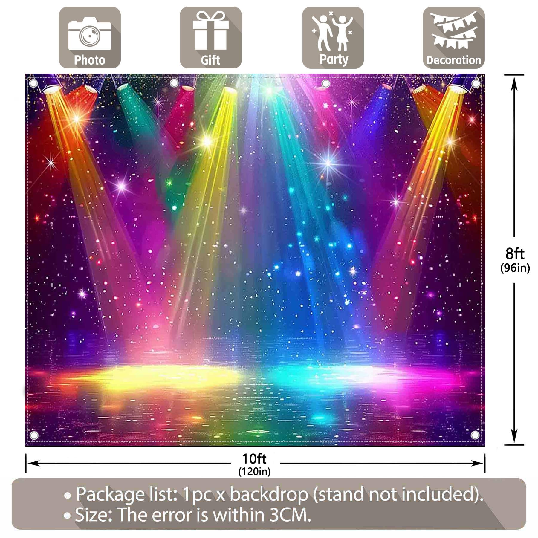 Amazon.com : YCUCUEI Fabric 10x8ft Disco Rainbow Stage 70s 80s 90s